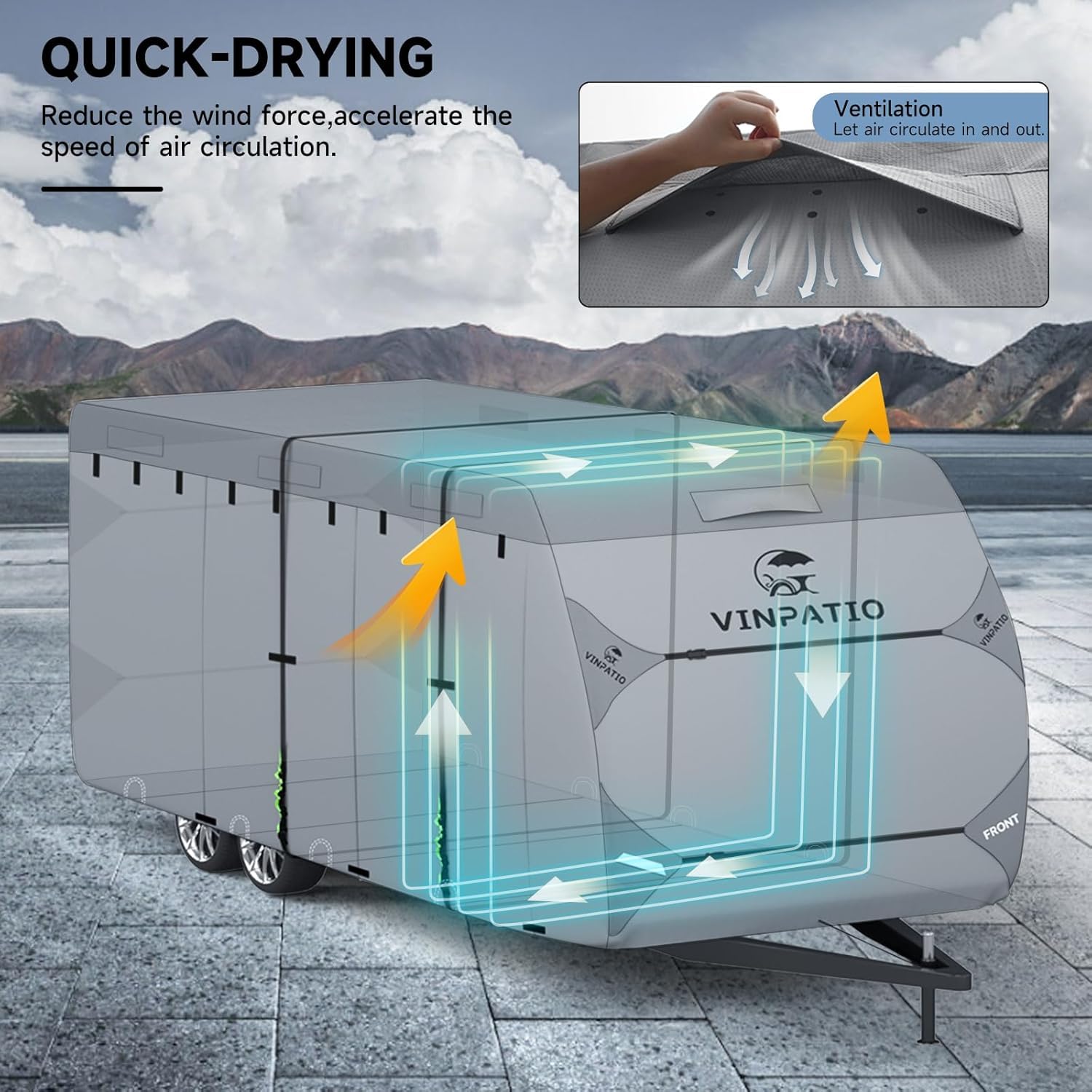 Vinpatio Rv Cover, 7 Layers Heavy Duty Rv & Trailer Cover, Toy Hauler Cover Fits 38'-40' Rv Travel Trailer Camper Cover With Ton