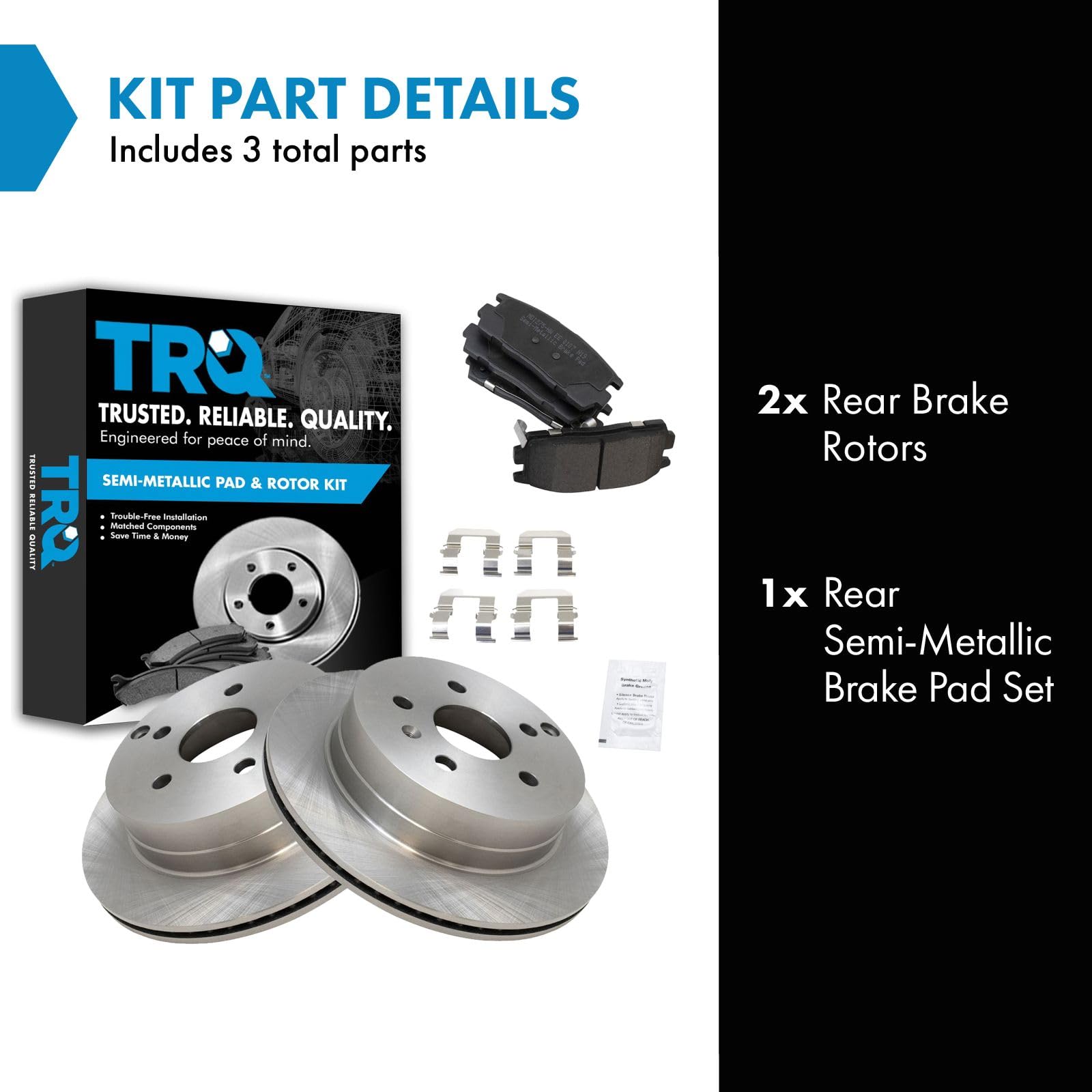 Trq Rear Brake Pad & Rotor Kit Brake Pads Brake Rotor Semi-Metallic Compatible With 2010-2017 Chevrolet Equinox Gmc Terrain