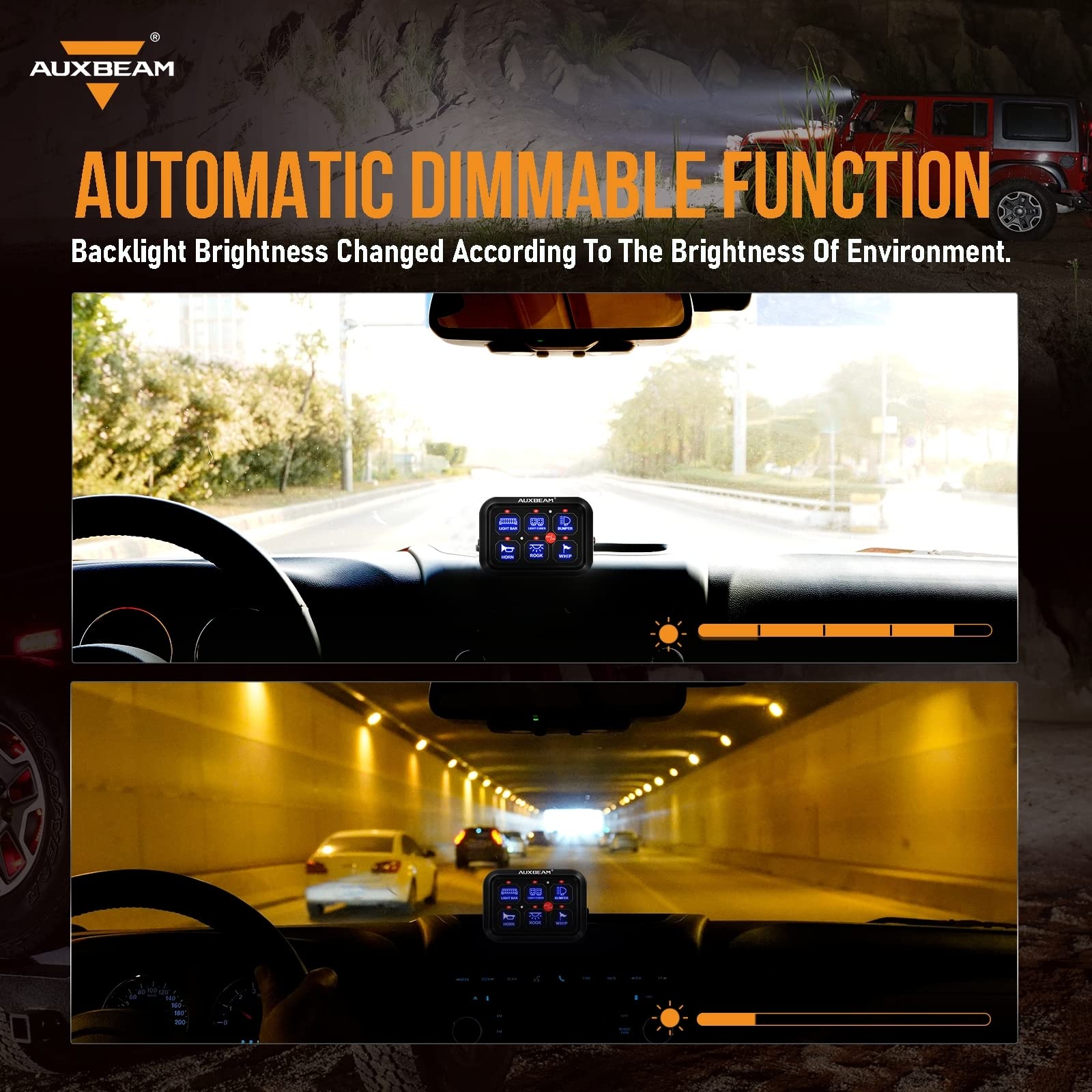 Auxbeam 6 Gang Switch Panel Bc60 Universal Circuit Control Relay System Automatic Dimmable Led Switch Pod Touch Control Panel Sw