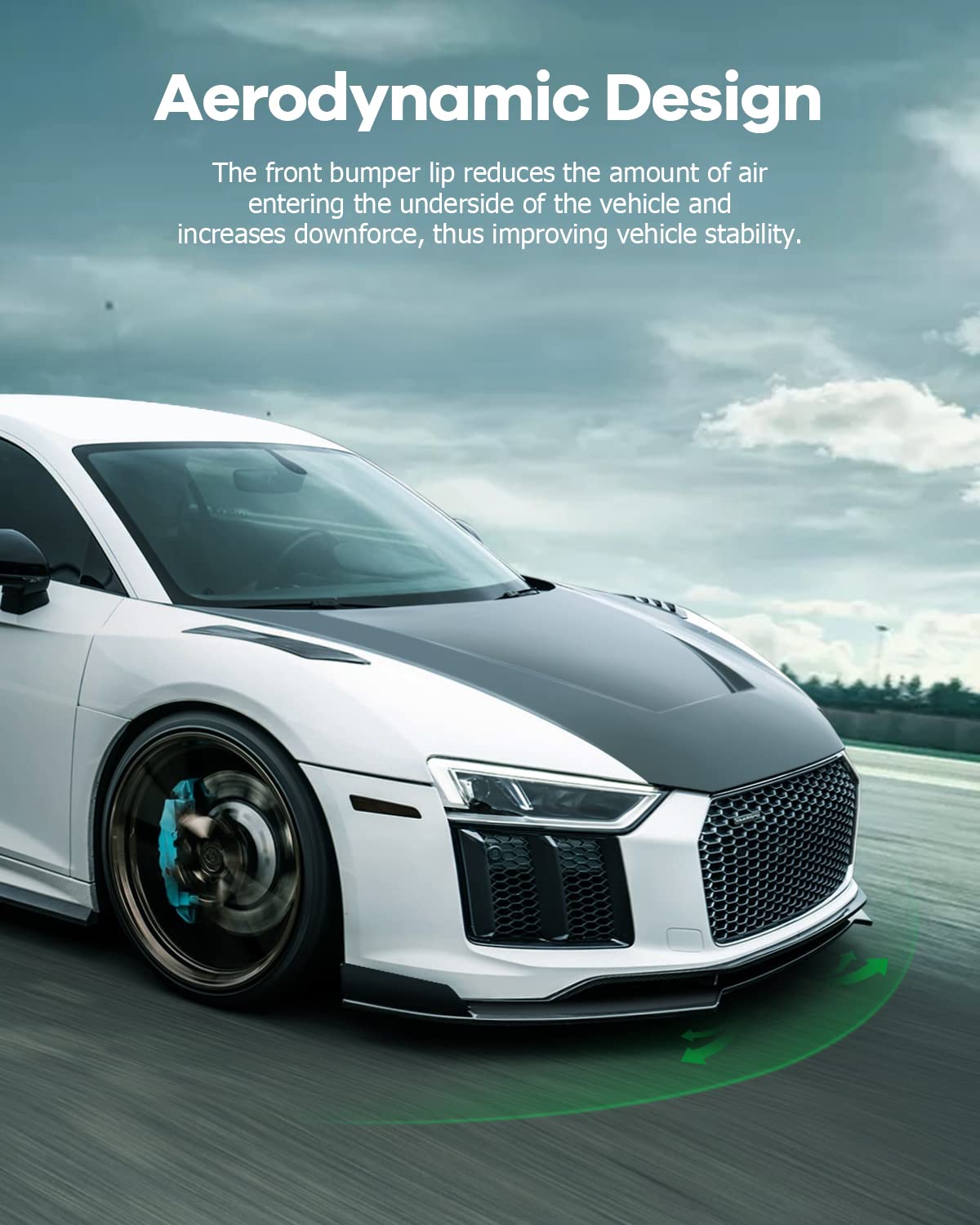 Scitoo 3Pcs Black Pp Front Bumper Body Kit Spoiler Chin Spoiler Front Bumper Lip Fit For 2016-2020 For Honda Civic