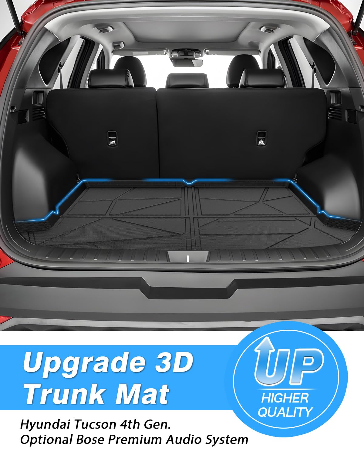 Powerty Cargo Mat For Hyundai Tucson 2022-2025 Accessories Cargo Liner With Optional Bose Premium Audio System Only Rear Trunk M