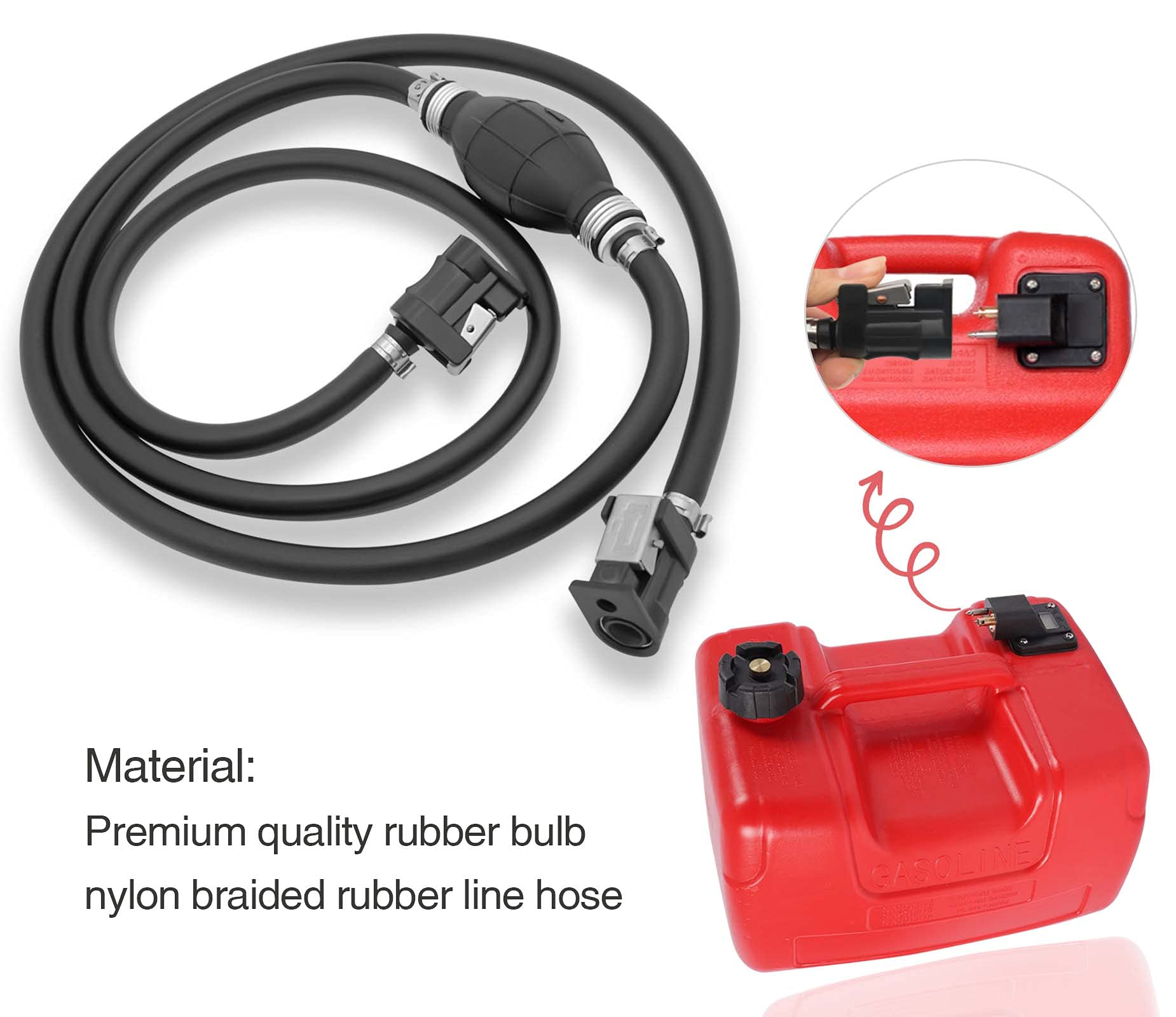 Fuel Line Assembly 5/16 '' 8Mm Fuel Gas Line Hose For Marine Outboard Boat Motor Rvs Fuel Assembly Ith Primer Bulb Steel Hose Cl