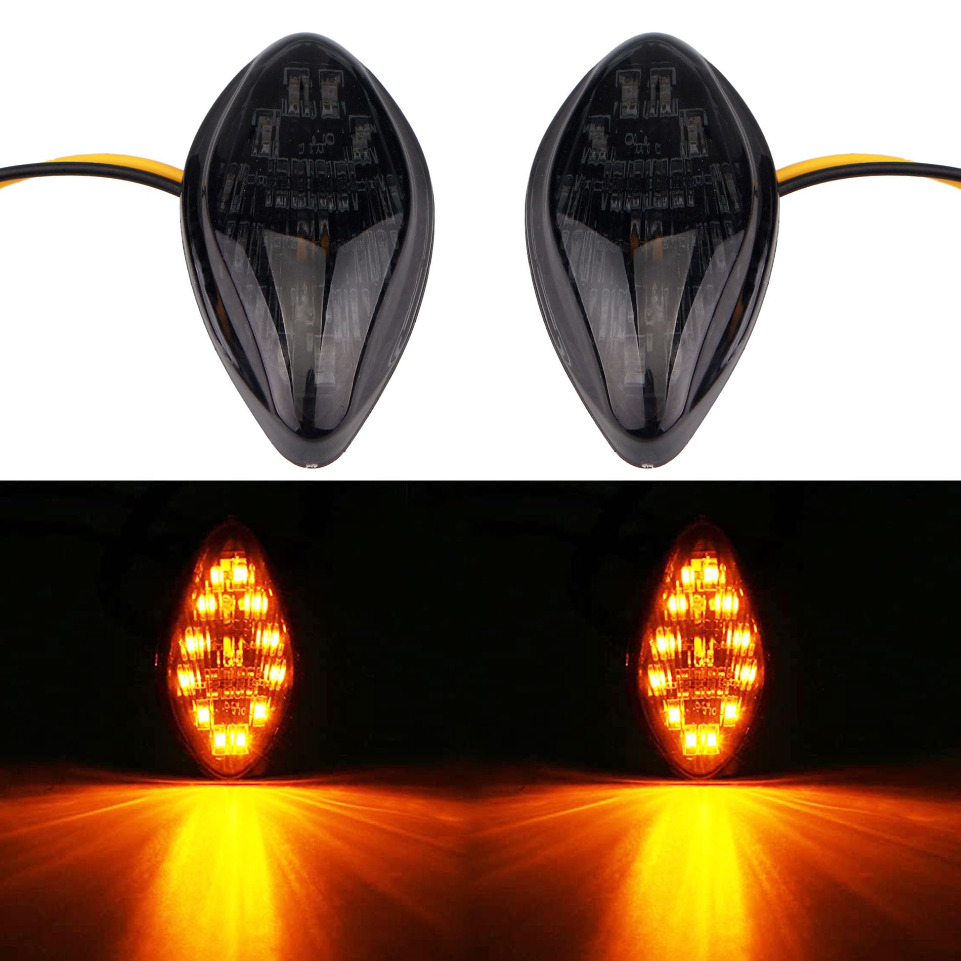 AUCERAMIC 2 Pcs LED Flush Mount Motorcycle Turn Signals Light Kit Brake Blinker Indicator kit for 2014-2018 Honda Grom Front Bli