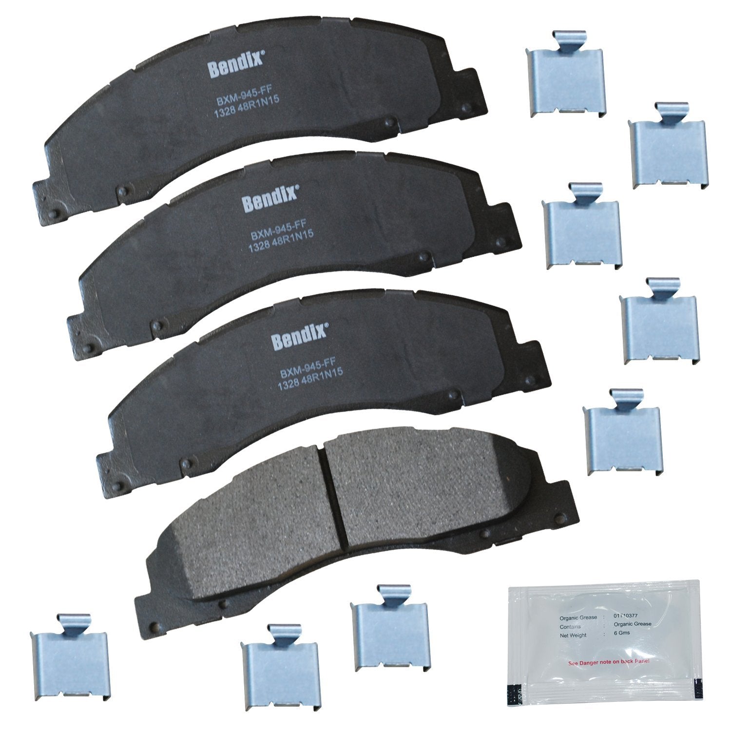 Bendix Priority1 Cfm1328 Semi-Metallic Front Brake Pads For Select Models Ford E-150, E-150 Econoline, E-250, E-350 Super Duty, 