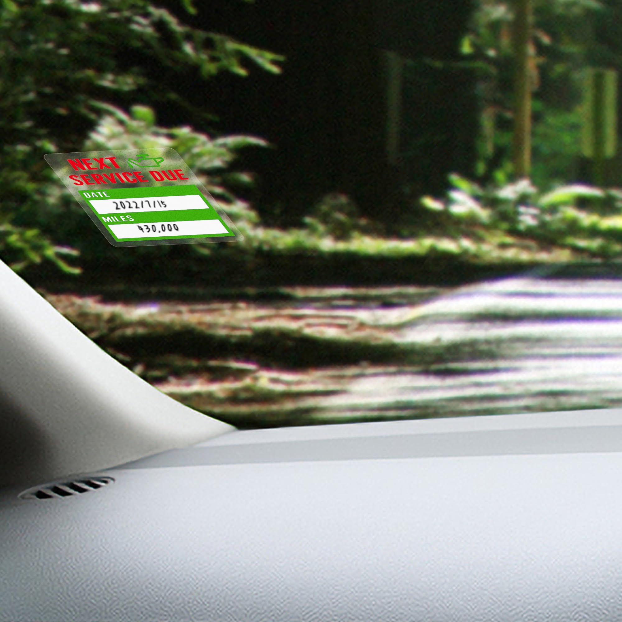 Hybsk 200Pcs Clear Oil Change/Service Reminder Stickers 2 ''X2 '' Premium Quality Oil Change Stickers (Green)