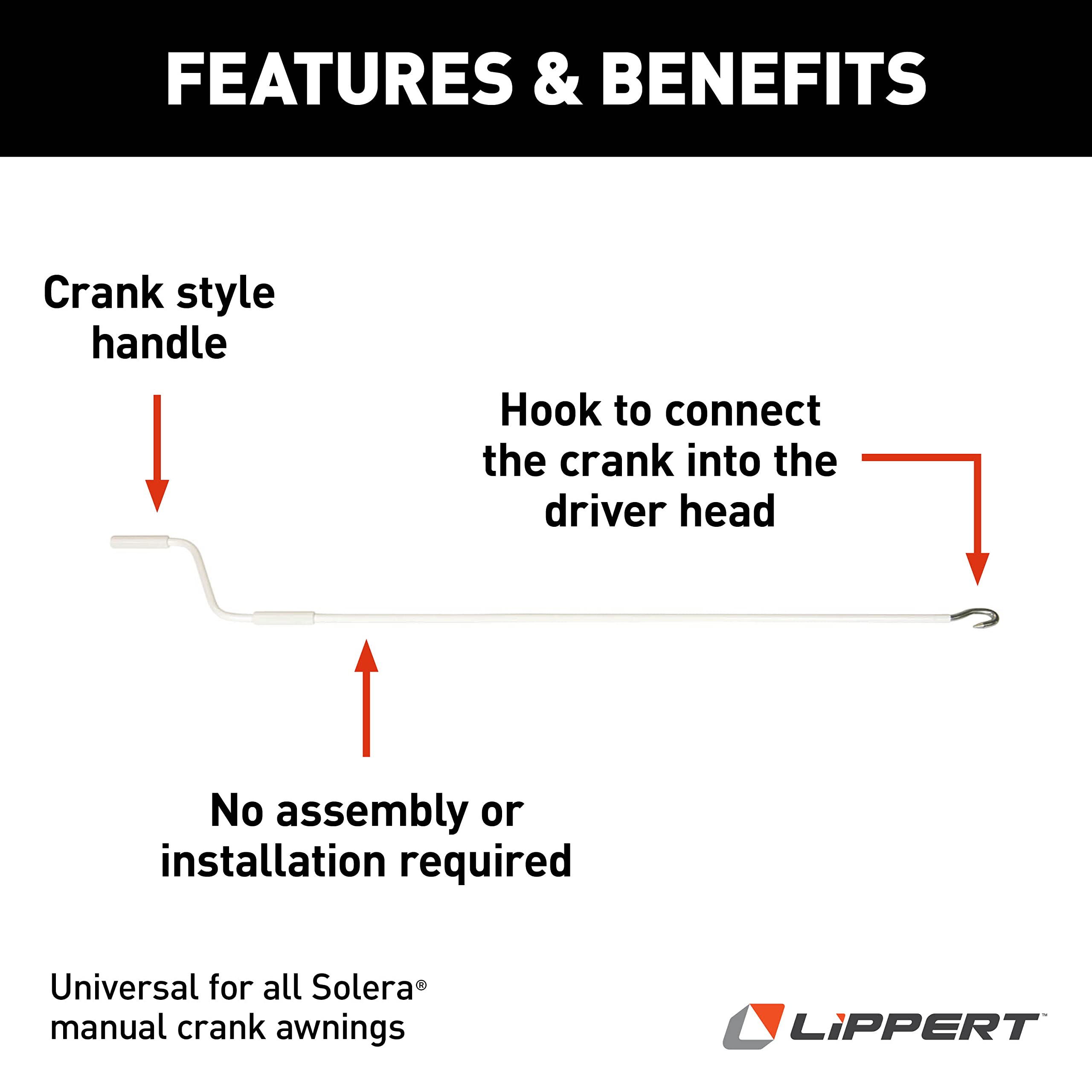 Solera 300030 Manual Crank Rod And Hook For Solera Awnings - White