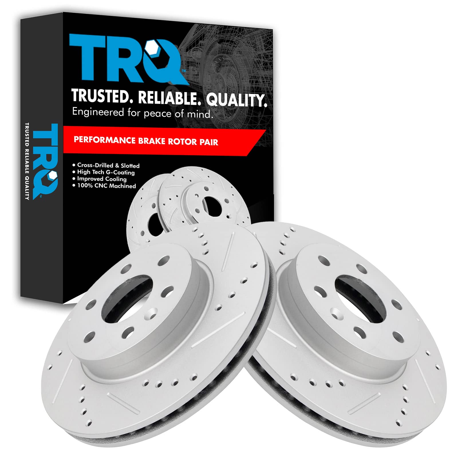Trq Front Performance Brake Rotors Set Vented Premium G-Coated Compatible With 2015-2020 Chevrolet Colorado Gmc Canyon