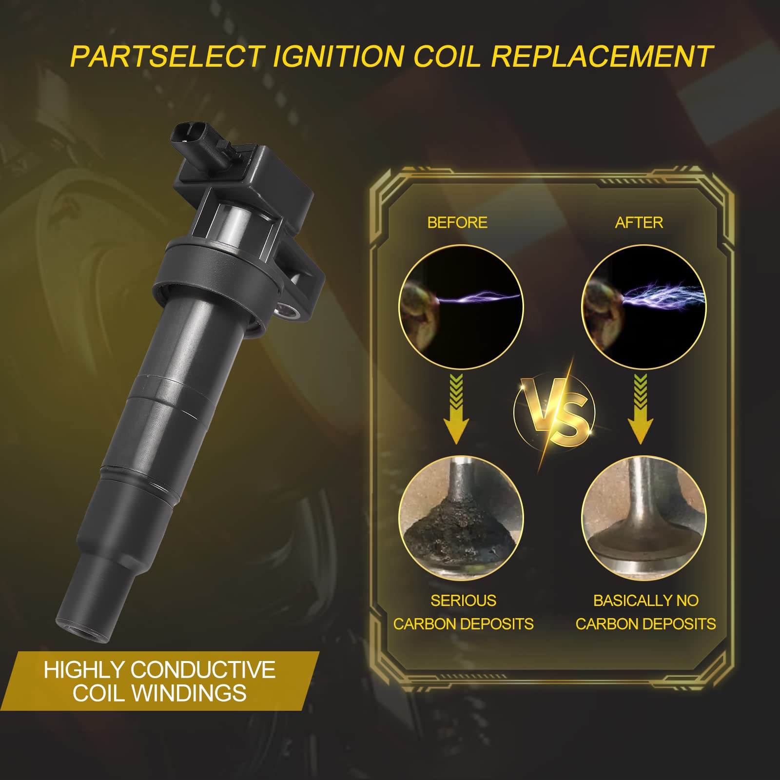 Partselect 6Pcs Ignition Coil Pack Uf-546 Replacement For Hyundai Sonata 2006-2010 Santa Fe 2007-2018 Kia Sedona 2006-2017 Soren