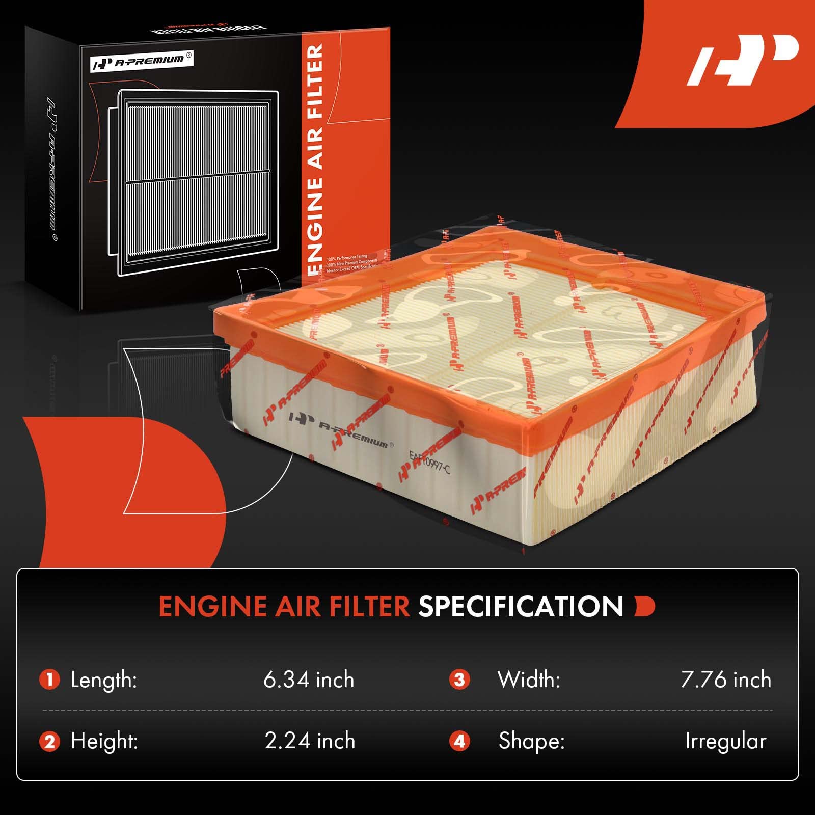 A-Premium Engine Air Filter Compatible With Ford Fiesta 2011-2019, 1.0L 1.6L, Flexible Panel, Replace# 8V21-9601Aa