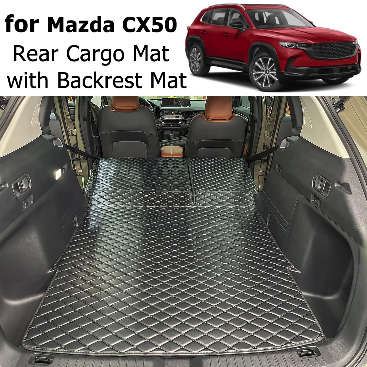 7Deekei For 2023-2024 Mazda Cx-50 Cx50 Trunk Mat And Rear Backrest Mat Cargo Liners All Weather Anti-Slip