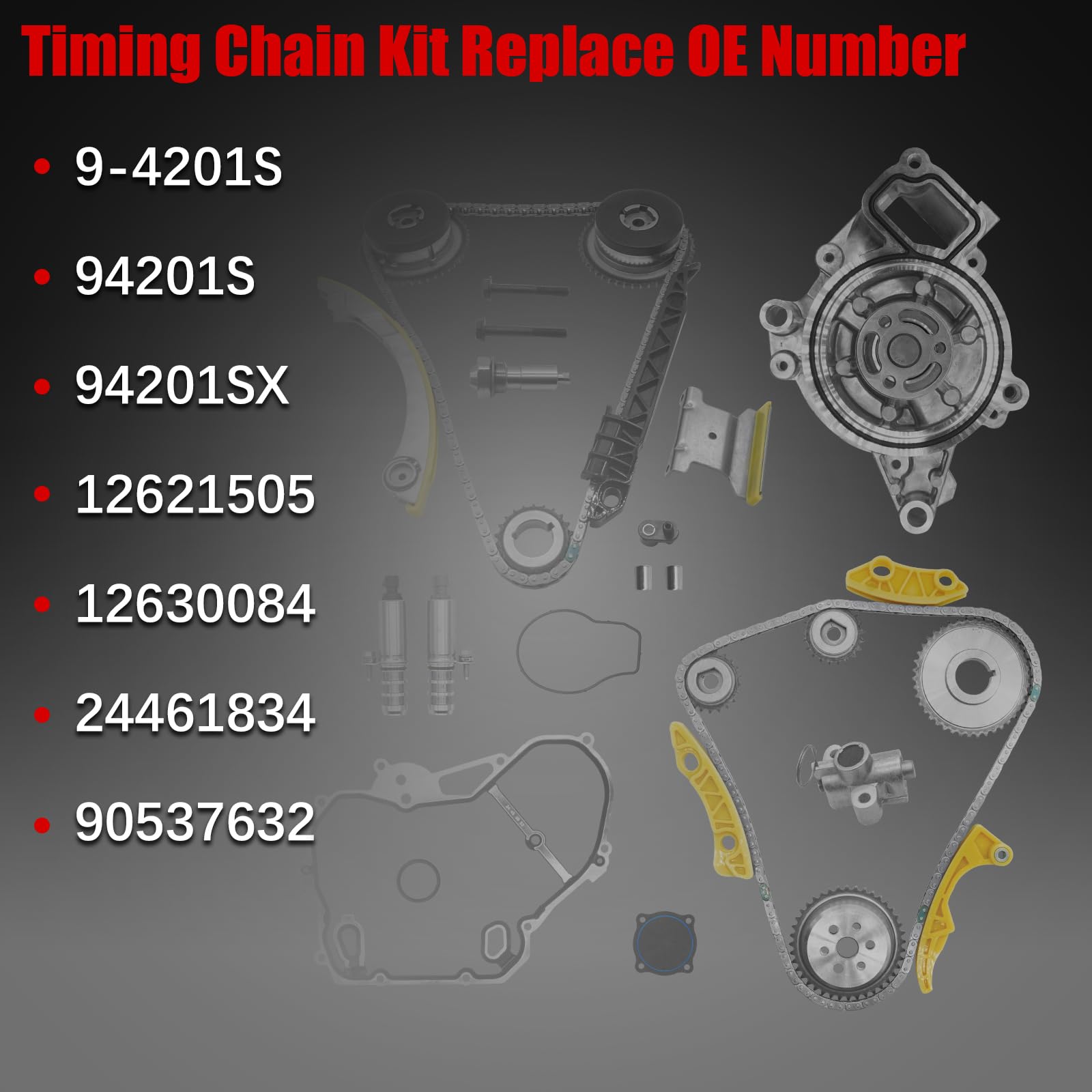 2.4 Timing Chain Kit w/Water Pump for Chevy Equinox Malibu for GMC Terrain 2011-2017,for Buick Regal Lacrosse Verano 2.2 2.4L Ec