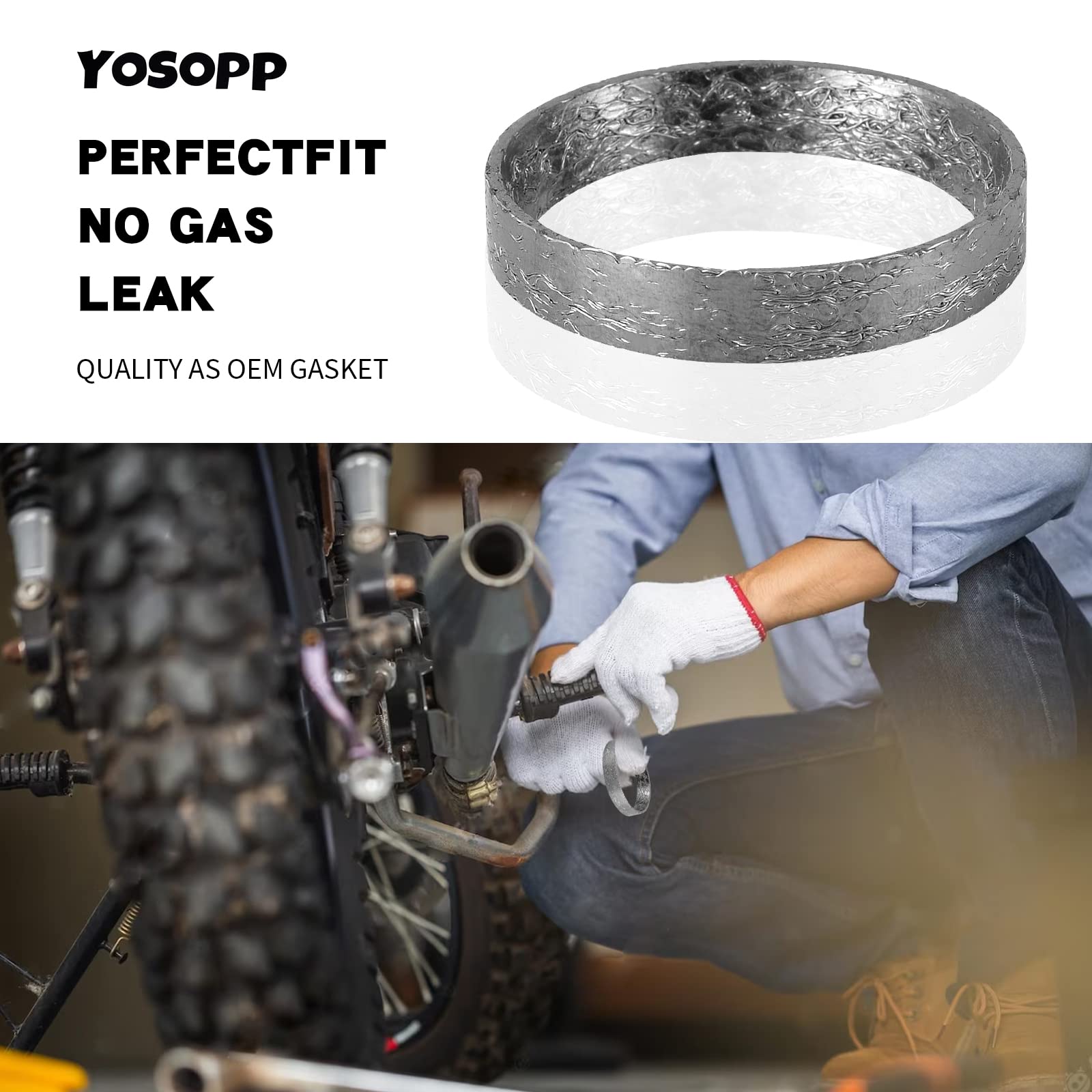 Yosopp Cone Exhaust Gasket For Harley, Made Of Graphite & Steel Mesh - Fits 1984-Later Most Harley Davidson Bikes: Touring, Spor