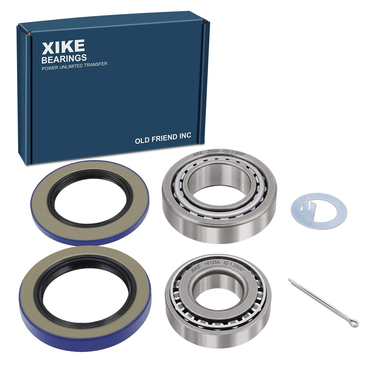 XiKe 1 Set Fits 6,000-7,000 lb Axles Trailer Wheel Hub Kit, Include 25580/25520 & 14125A/14276 Bearings, 21333TB, 22333TB /10-10