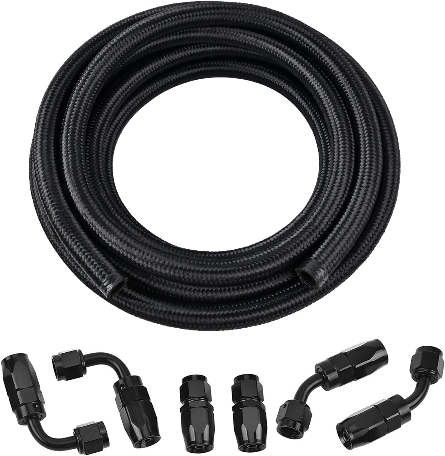 Evil Energy 4An Fuel Line Kit,An4 Braided Nylon Fuel Hose Cpe 10Ft Black