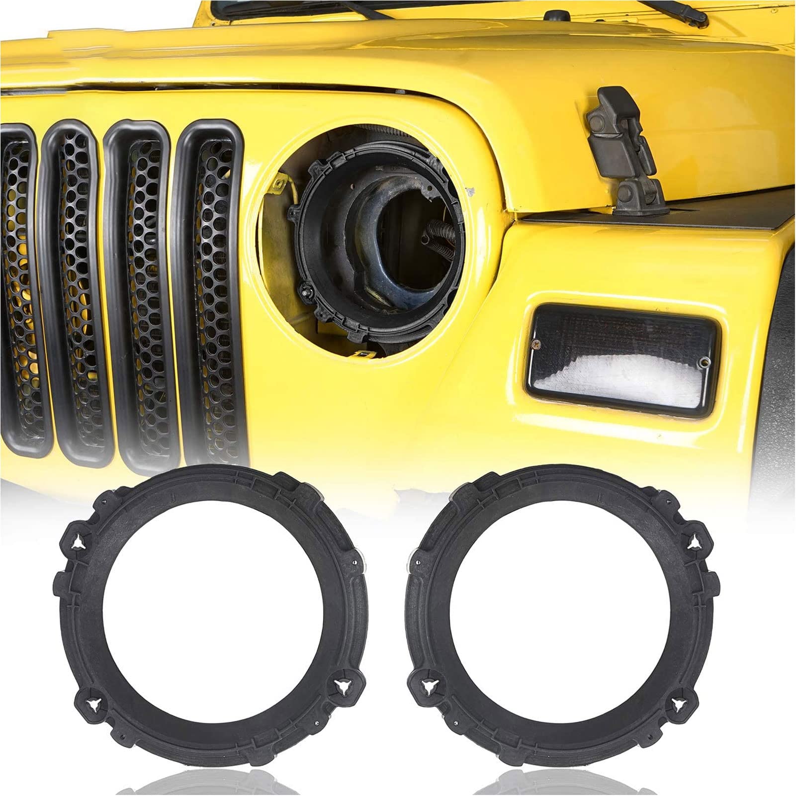 Head Lamp Bucket Base, 7 In Headlight Bezel Mounting Bracket Head Lamp Holder Retainer For Jeep Tj Models 1997-2006