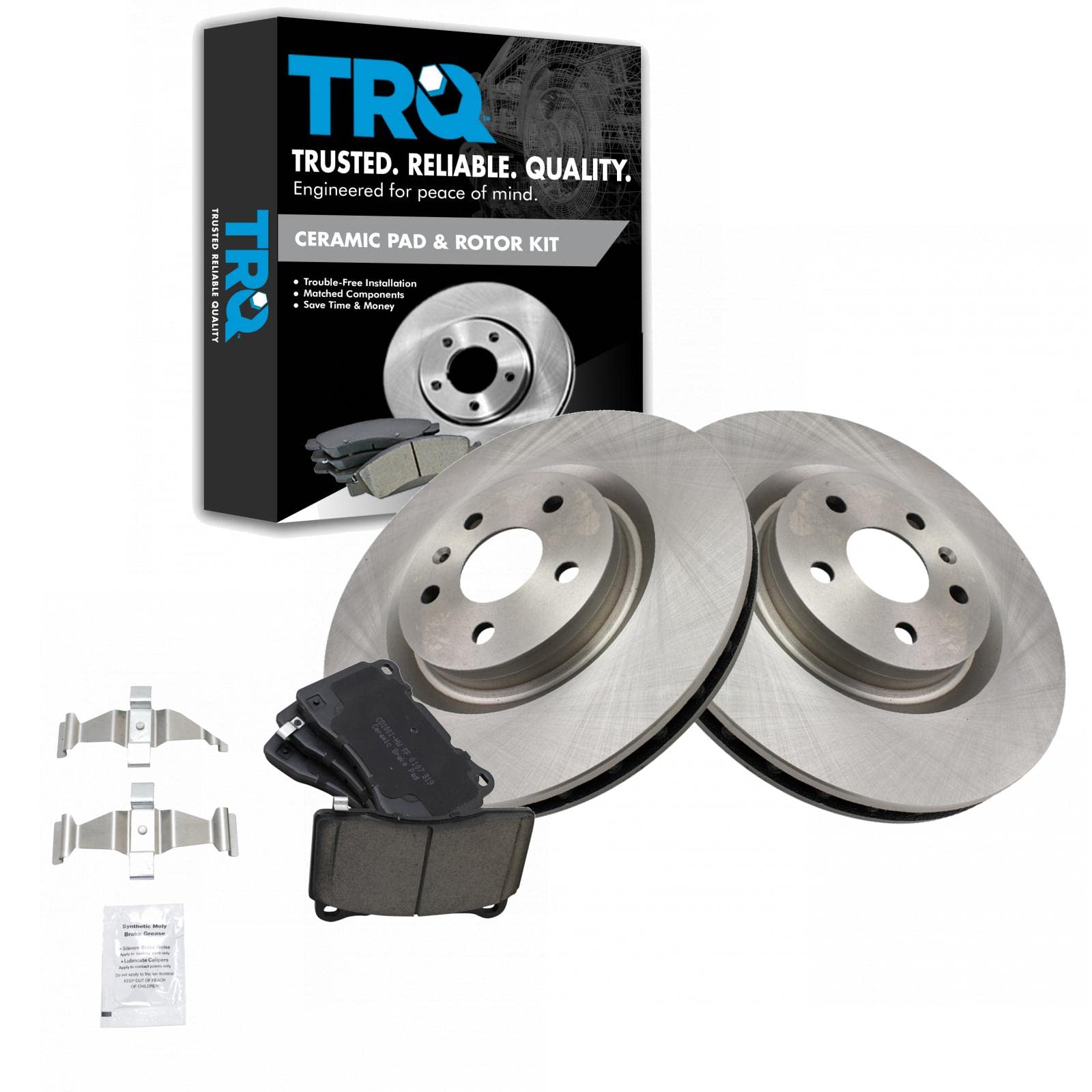 Trq Front Brake Pad & Rotor Kit Brake Pads Brake Rotor Ceramic Compatible With 2012-2013 Buick Regal 2009 Pontiac G8