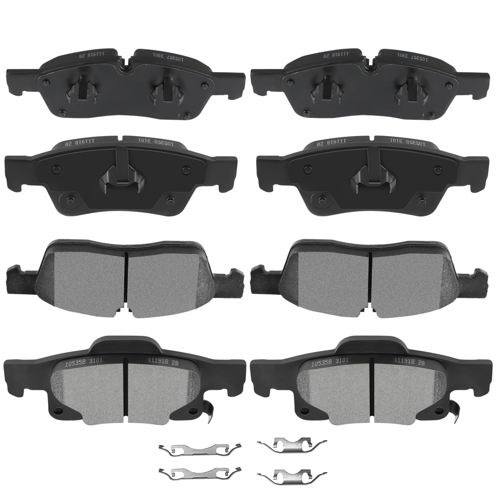 Automuto D1455 & D1498 Brake Pads Kits, Front Rear 8Pcs Disc Brake Pads Set For 2011-2018 For Dodge Durango, 2011-2019 For Jeep