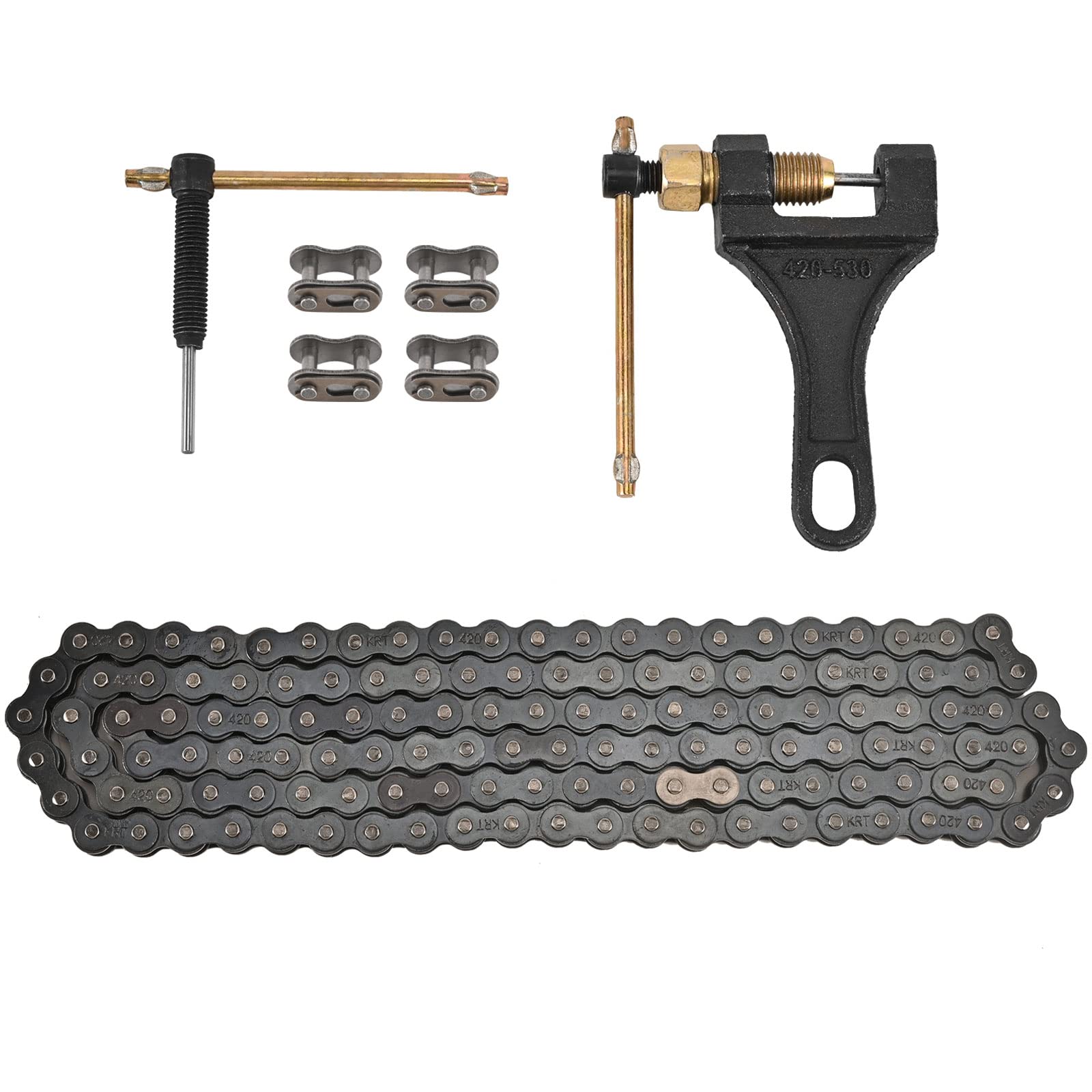 Trkimal Motorcycle 420 Standard Roller Chain 132 Link + Chain Breaker For 50Cc 70Cc 90Cc 110Cc 125Cc Dirt Pit Bike Atv Quad Go K