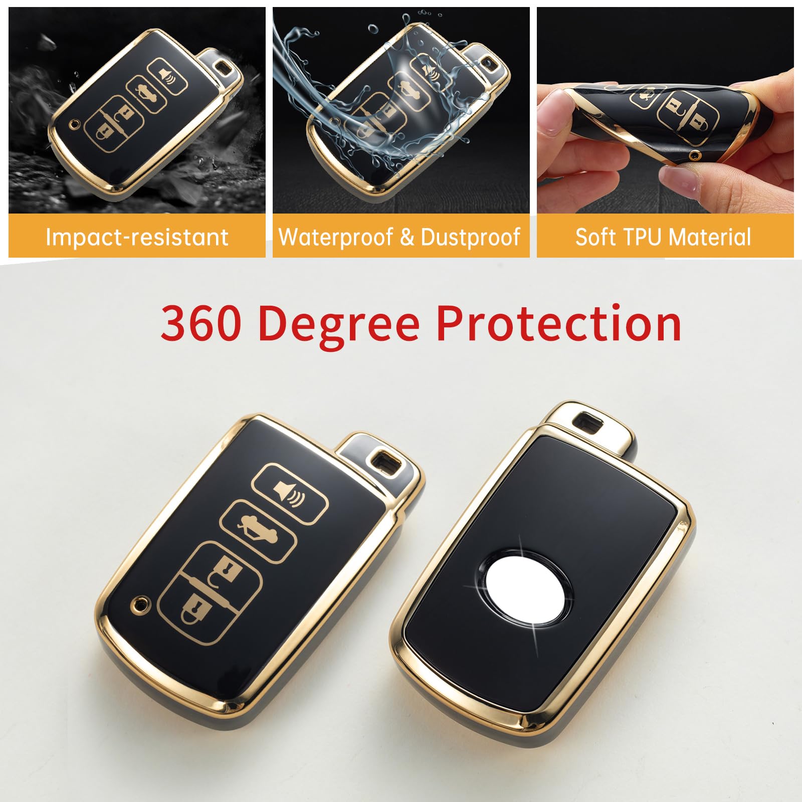 Gematay For Toyota Key Fob Cover With Lanyard, Key Case Shell Compatible With Toyota Avalon Camry Corolla Rav4 Sequoia Highlande