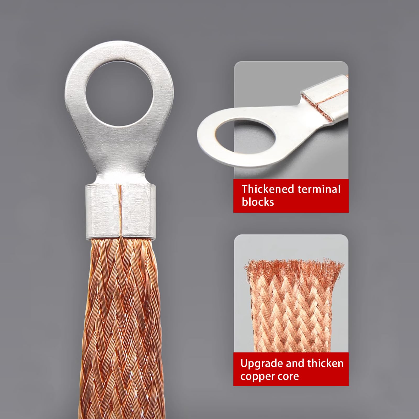 GKmow 5 PCS Automotive Engine Grounding Strap, Flexible Tensile-Resistant Copper Braided Distribution Box Bridge Jumper, Car Mul