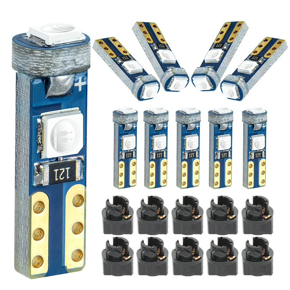 DODOFUN green T5 37 74 LED Bulb with Twist Lock Socket Pc74 Pc37 Dashboard Instrument Panel gauge cluster Light Pack of 10