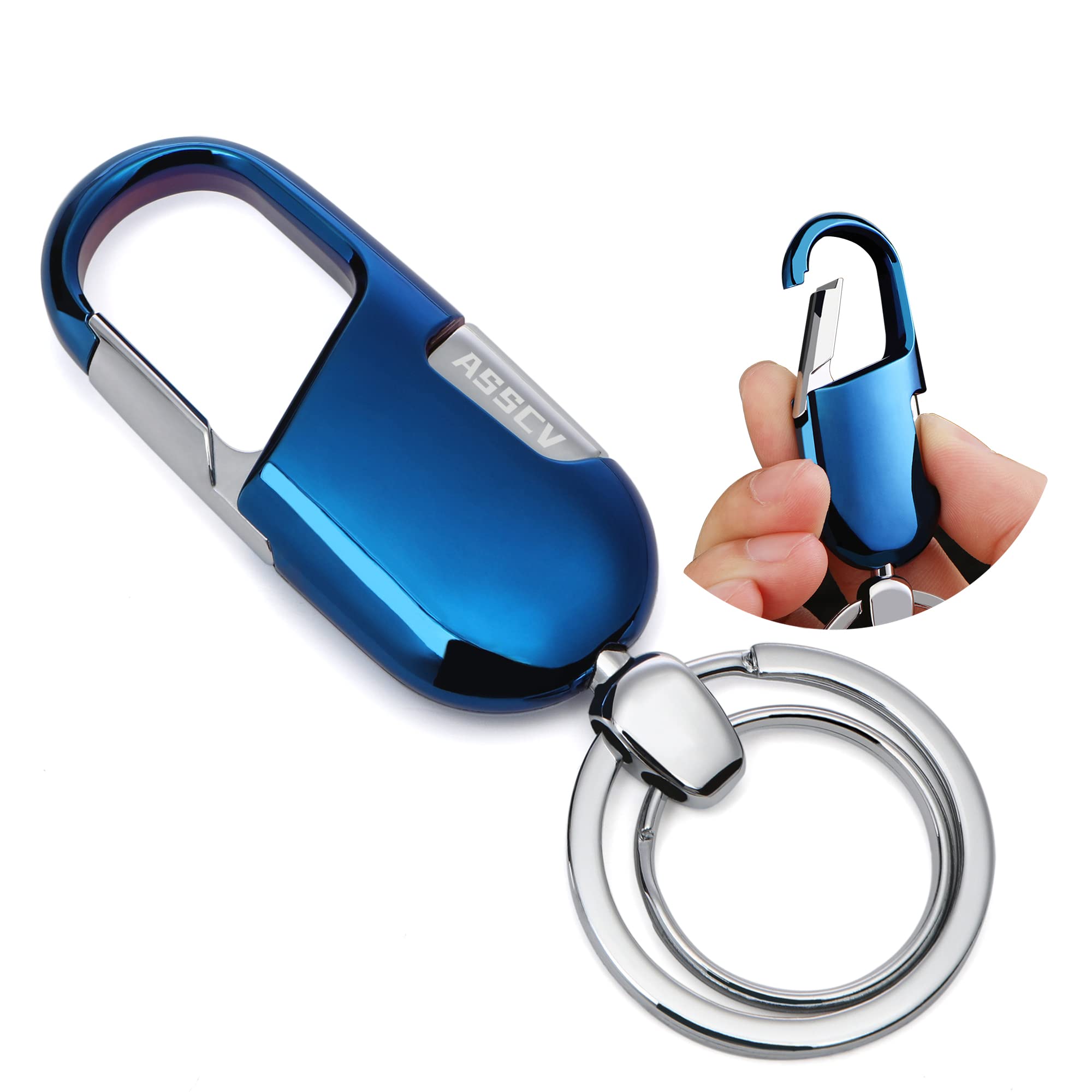 Asscv Car Keys Keychain, Heavy Duty Keychains,Car Key Fob Accessory For Men And Women,With Elegant Metal Box (Blue)