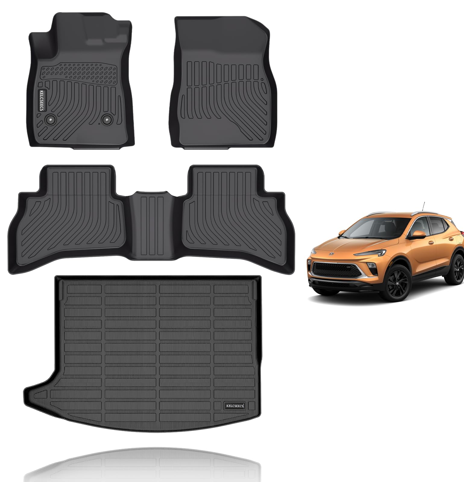 KELCSEECS Floor Mats & Cargo Liner Custom for Buick Encore GX AWD 2020-2025(Cargo Tray in Upper Deck Position) All Weather Prote