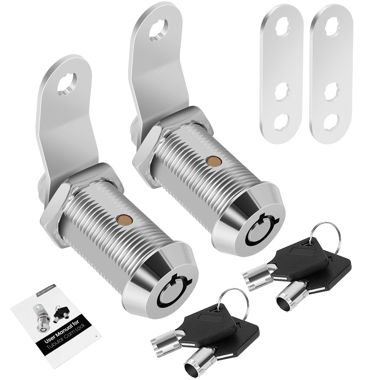 2 Pack Cabinet Lock With Keys, 1-1/8    Rv Storage Locks Keyed Alike, Rv Locks For Storage Door, Camper Cabinet Toolbox Rv Cam L