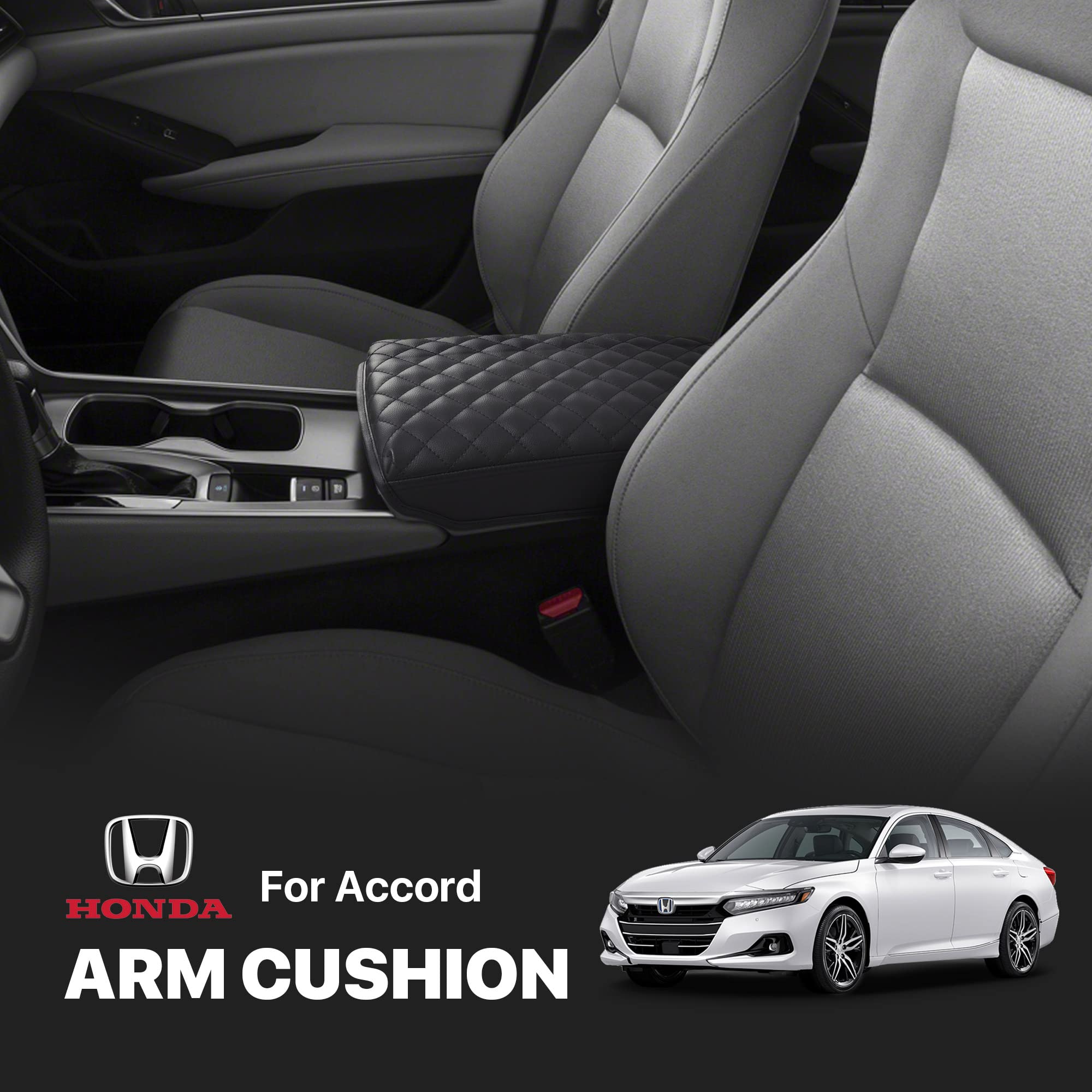 Kmmotors Accord(2018~2022) Console Cover, Armrest Cushion, Center Console Lid Cover, Vegan Leather, Car Accessories, Car Gadgets