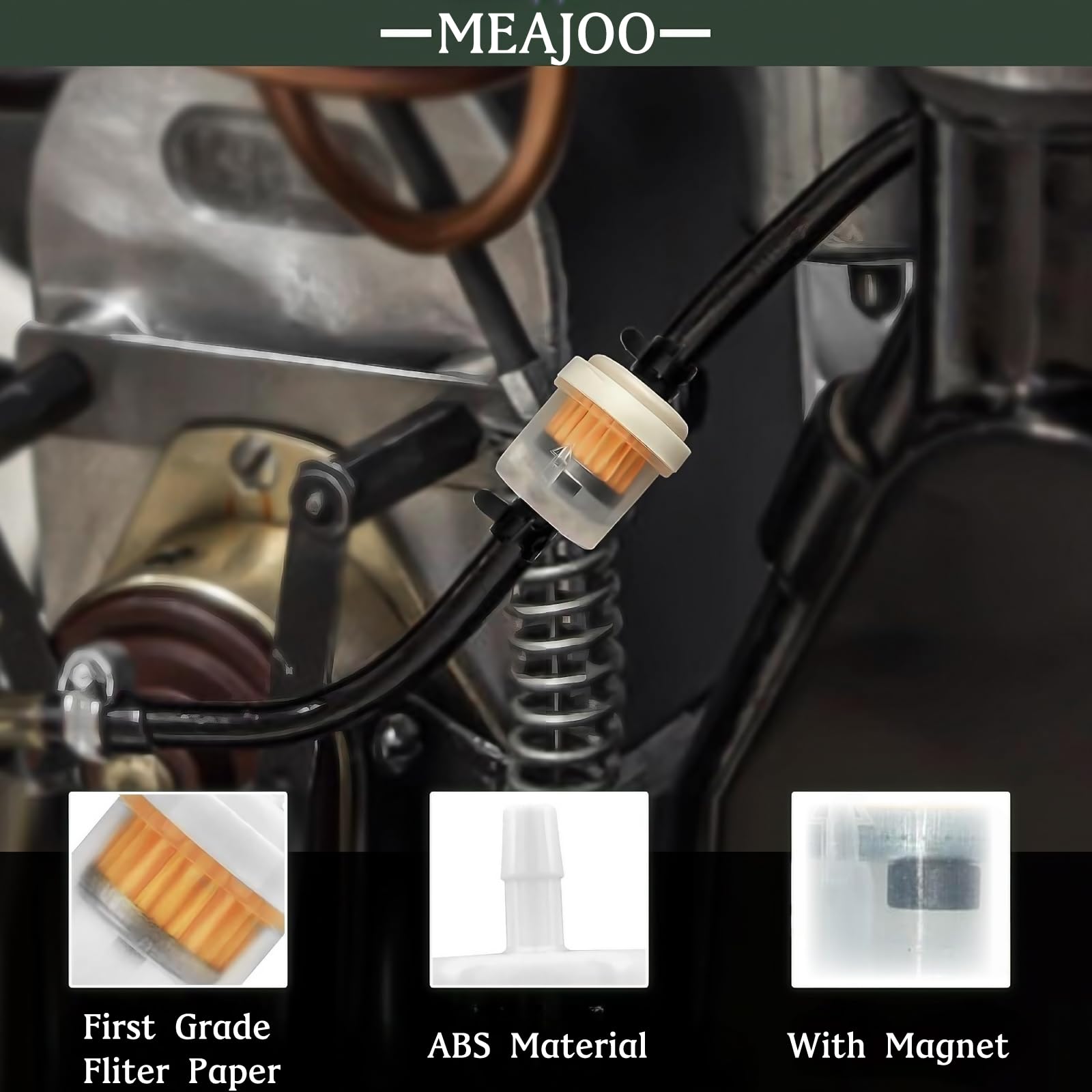MEAJOO 6PCS 3/16 5mm-6mm Gas Inline Fuel Filter, with magnet, Fit for ATV Scooter Moped Go Kart Dirt Bikes Snowblower Motorcyc