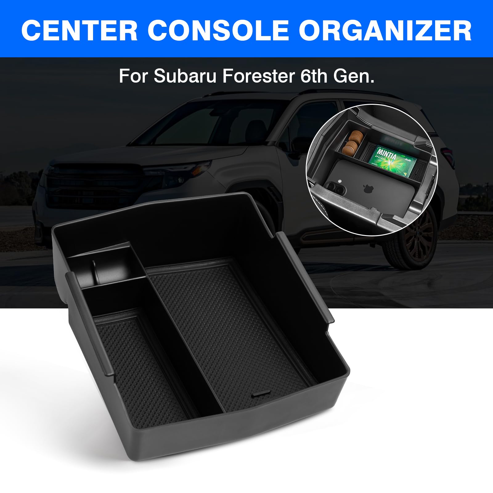 Autorder Center Console Organizer for 2025-2026 Subaru Forester Accessories Armrest Storage Box Secondary Insert Tray with Anti-
