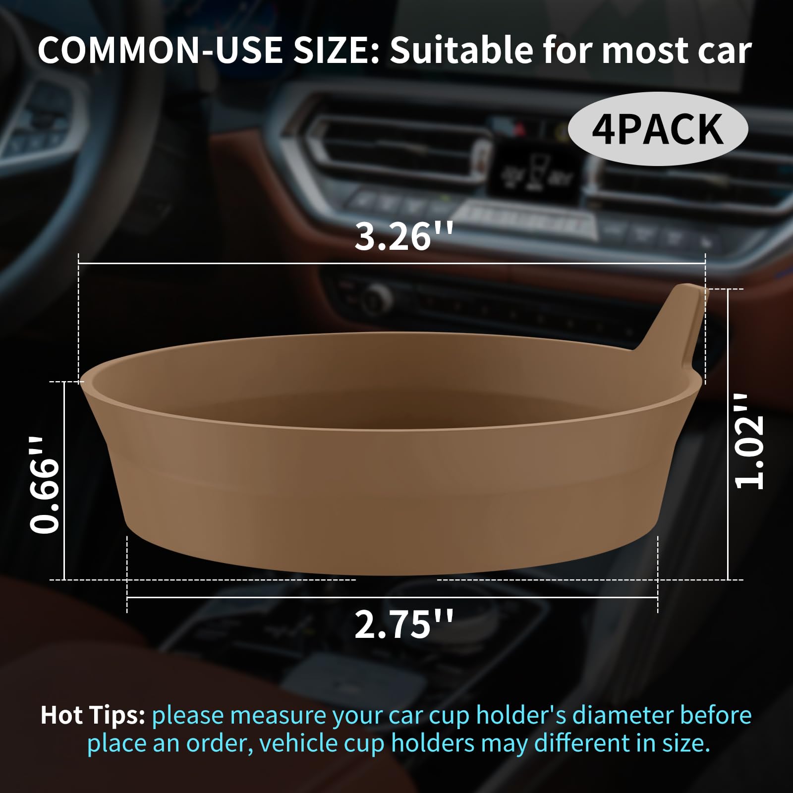 Me.Fan Car Cup Holder Coasters [4 Pack] Silicone Cups Mats, Automotive Universal Non-Slip Recessed Interior Accessories Coffee