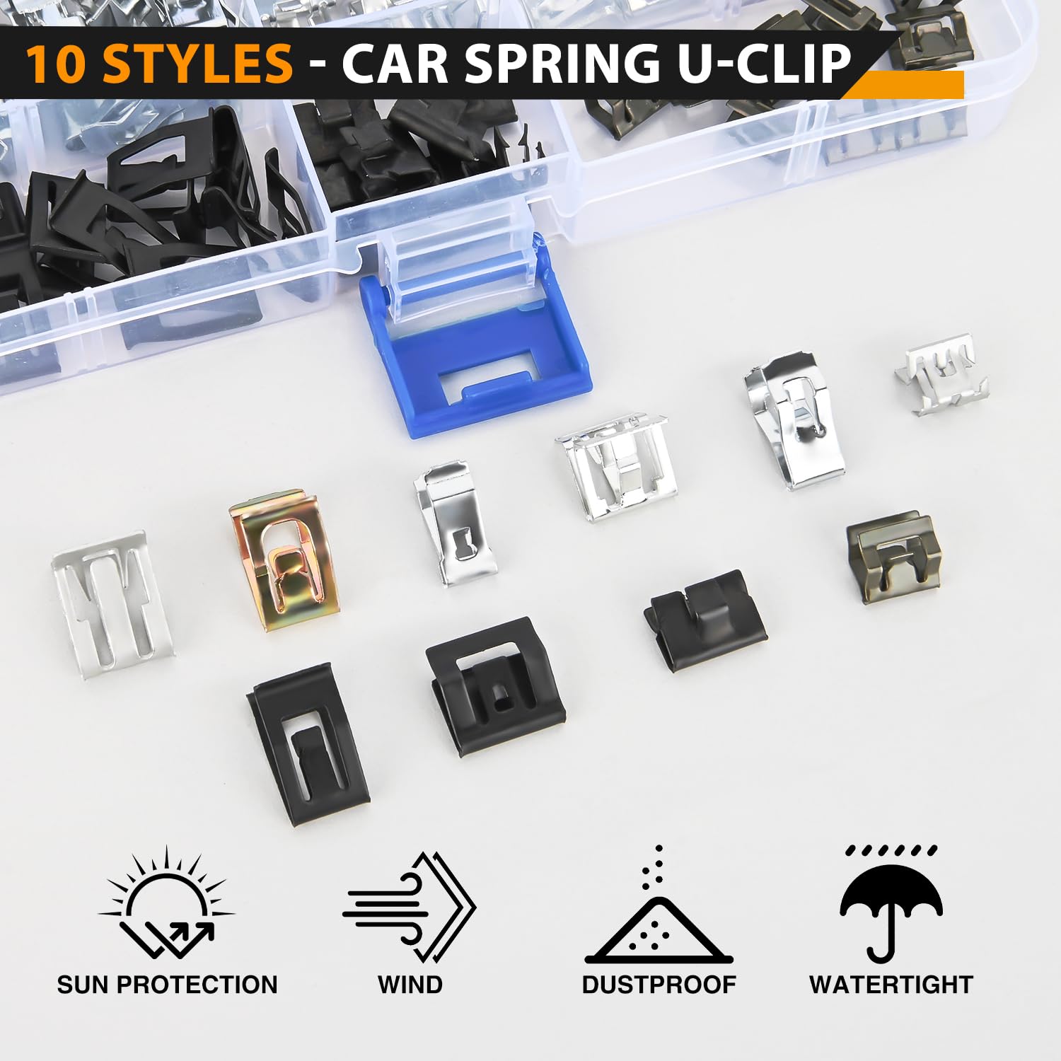 Gooacc 100Pcs 10 Sizes Metal Trim Clip Spring Moulding Clip Universal Auto Body Fastener Clip Compatible With Gti, Jetta, Passat