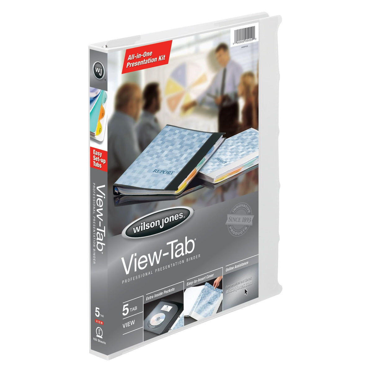 Wilson Jones 55364 View-Tab Presentation Round Ring View Binder W/Tabs, 5/8'' Cap, White