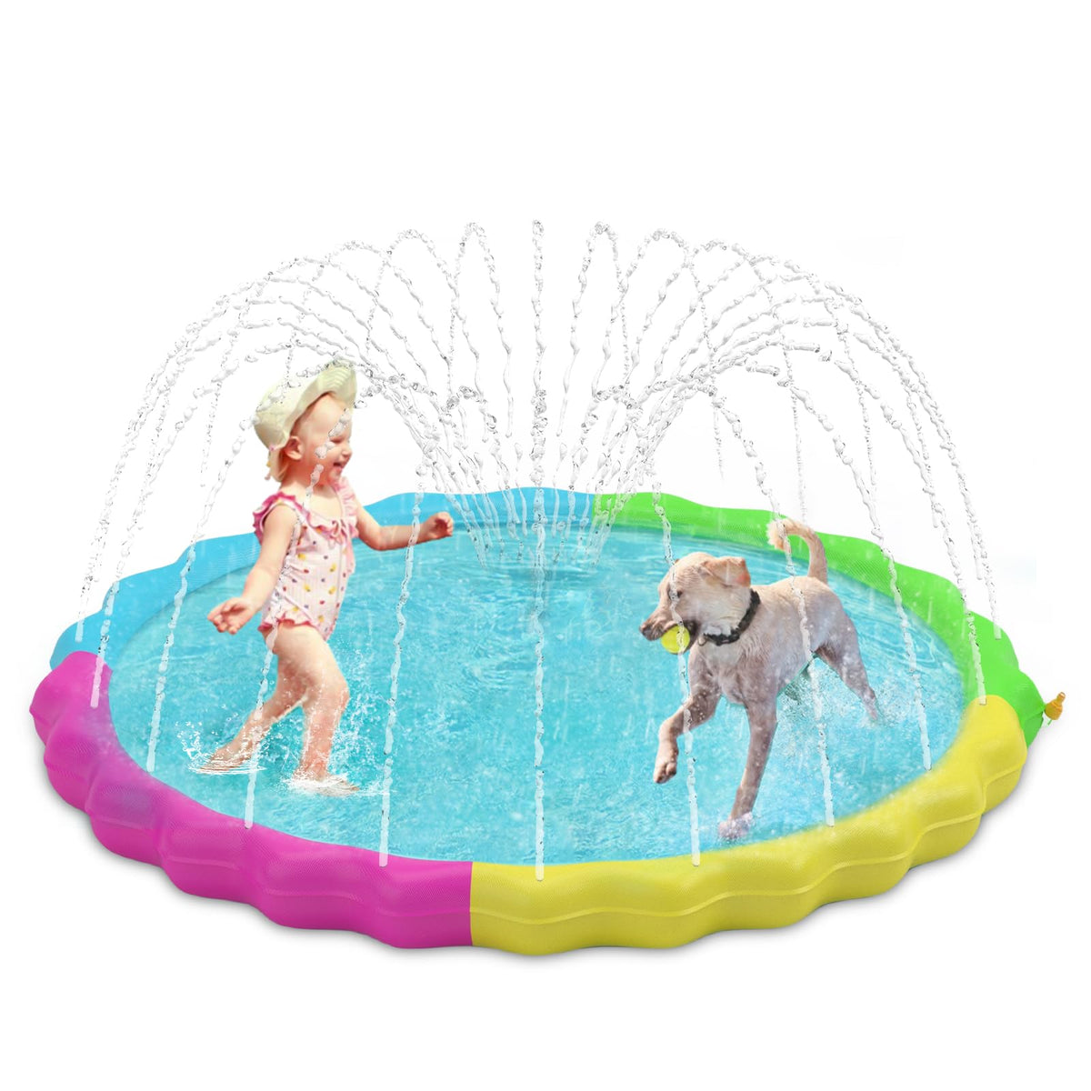 Heeyoo Splash Pad For Kids, Non-Slip Splash Pad For Toddler Summer Outdoor Water Toys, Sprinkler Pool For Kids Outdoor Play, Scr