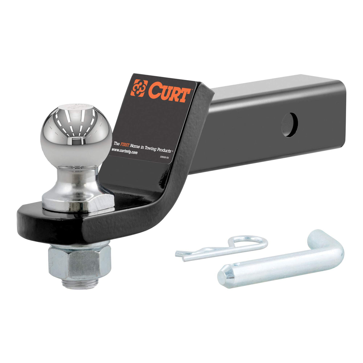 Curt 45034 Trailer Hitch Mount With 1-7/8-Inch Ball & Pin, Fits 2-Inch Receiver, 7,500 Lbs, 2-In Drop , Black