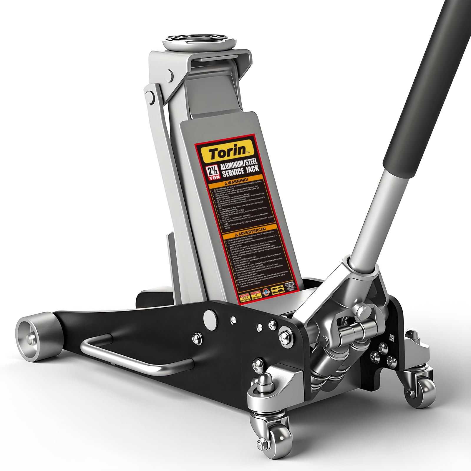 Torin 2.5 Ton Low Profile Aluminum/Steel Racing Floor Jack with Dual Piston Quick Lift Pump, 5521 lb Capacity, Lift Range 3.94-1