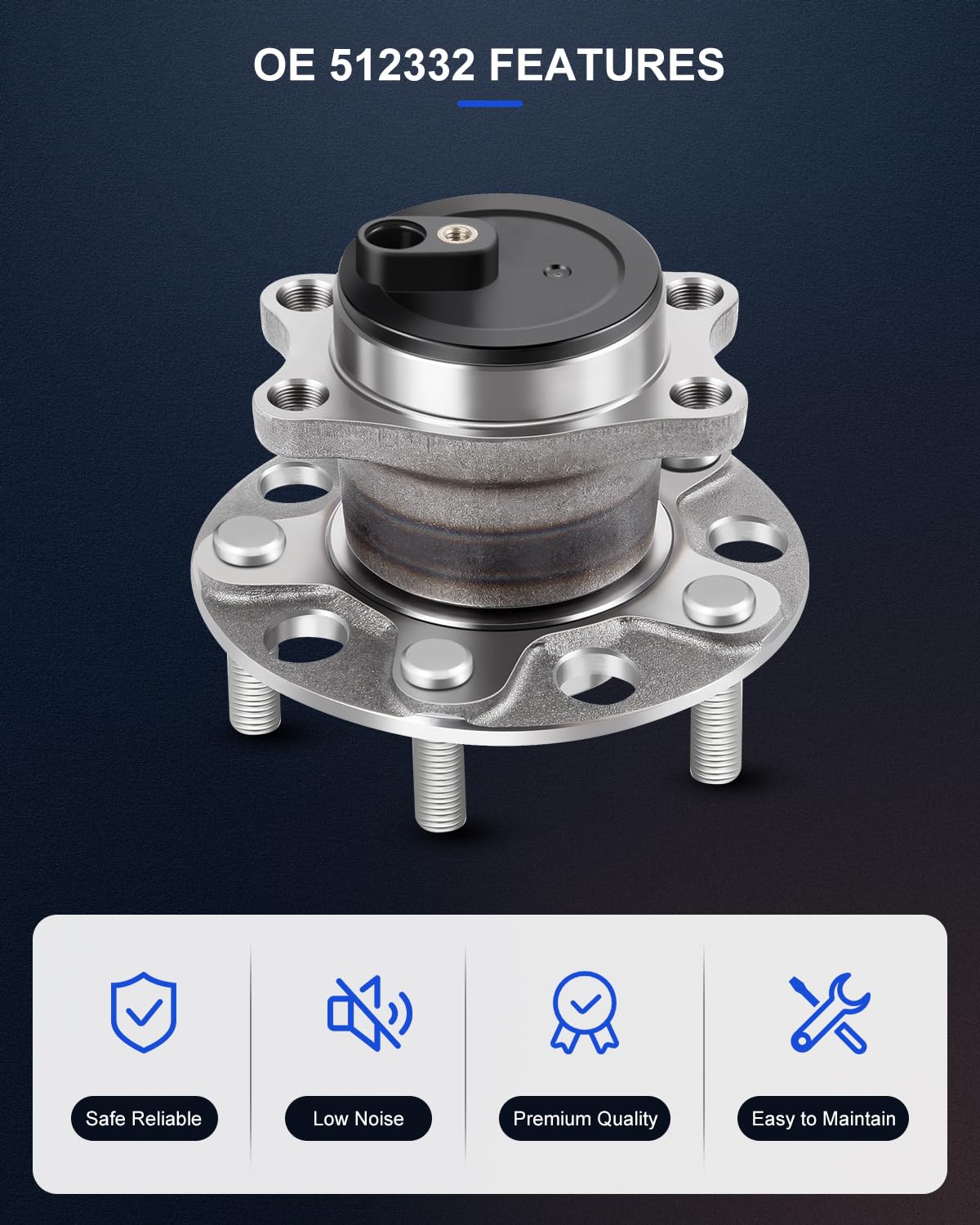 ECCPP Rear Wheel Hub Bearing Assembly 5 Lugs w/ABS for 2007-2010 Dodge Compatible with 512332