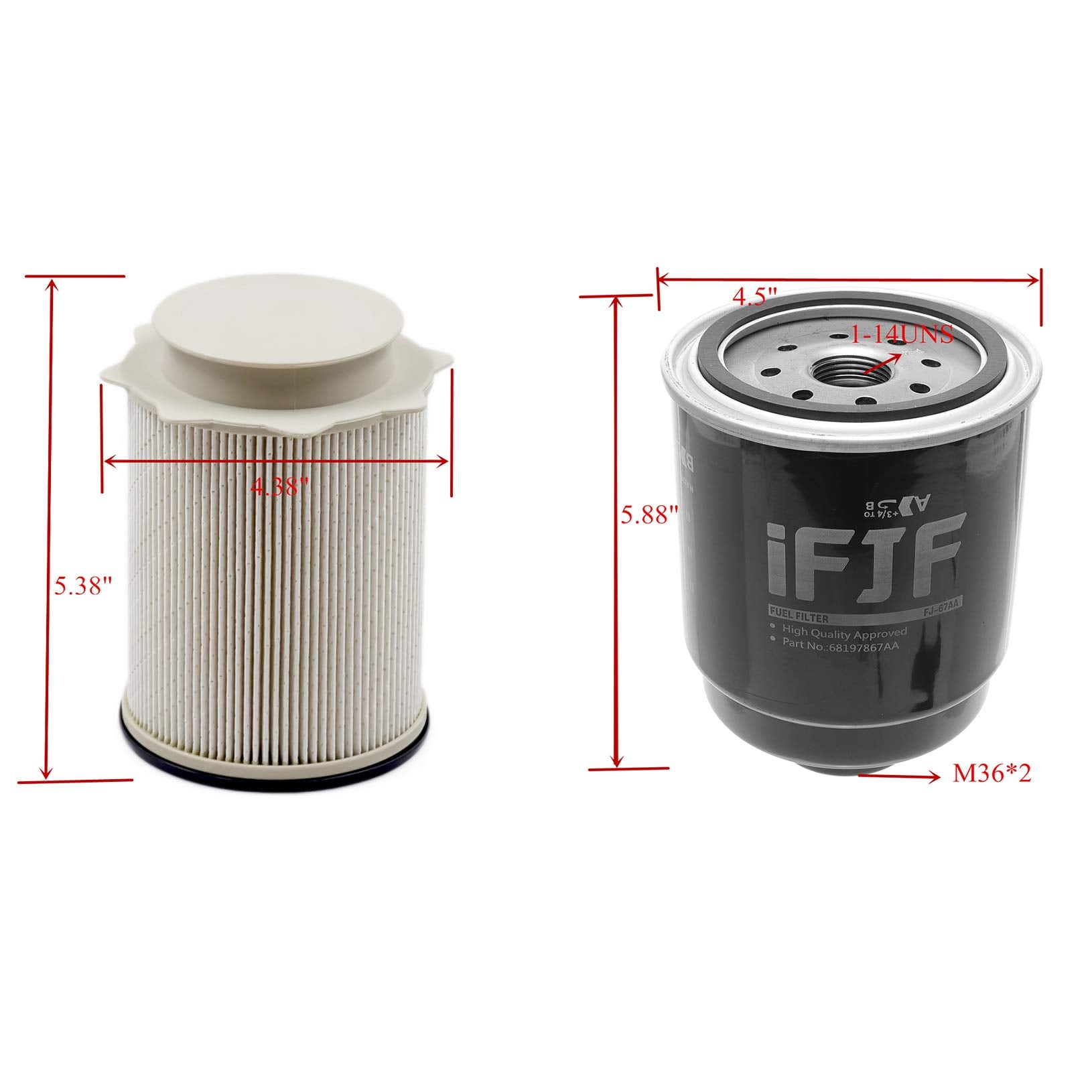 iFJF Fuel Filter Water Separator Replacement for Ram 6.7L 2013-2018 2500 3500 4500 5500 Diesel Engines Replaces 68197867AA 68157