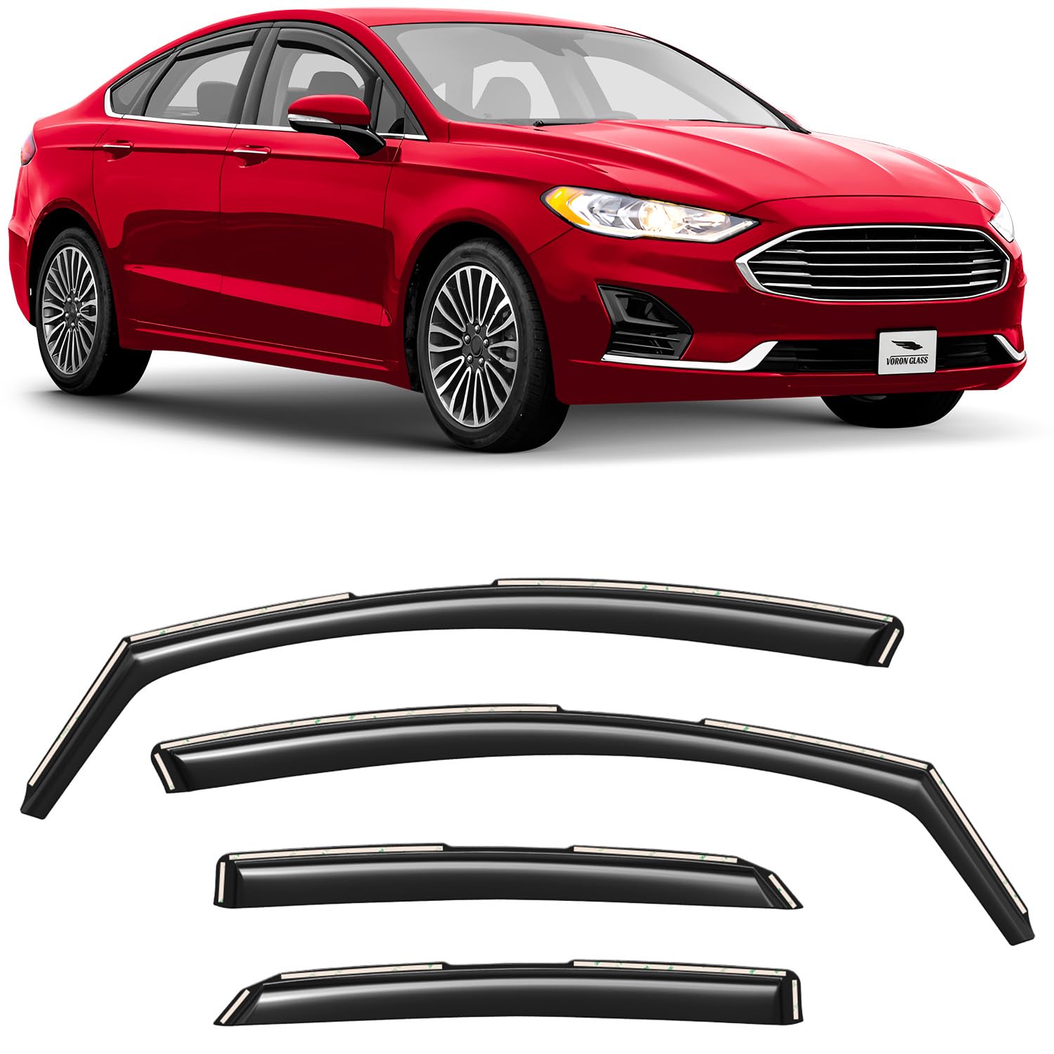 Voron Glass In-Channel Extra Durable Rain Guards For Ford Fusion 2013-2020, Window Deflectors, Vent Window Visors, 4 Pieces - 22