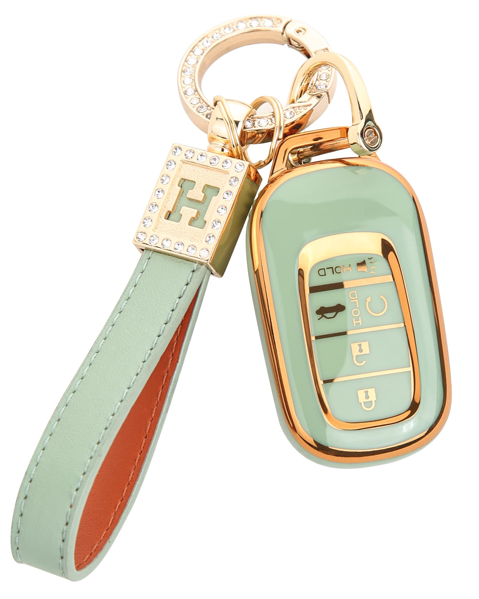 Ft-Bh For 2022 Honda Key Fob Cover With Keychain, For Honda Accord Civic Smart Remote Key Fob Case