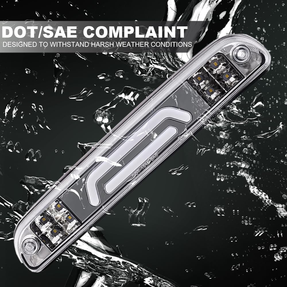 Cheda Led Rear Third 3Rd Brake Tail Light Cargo Lamp 1999-2016 Ford F250 F350 F450 F550 Super Duty (Clear Lens Clear Bottoms)