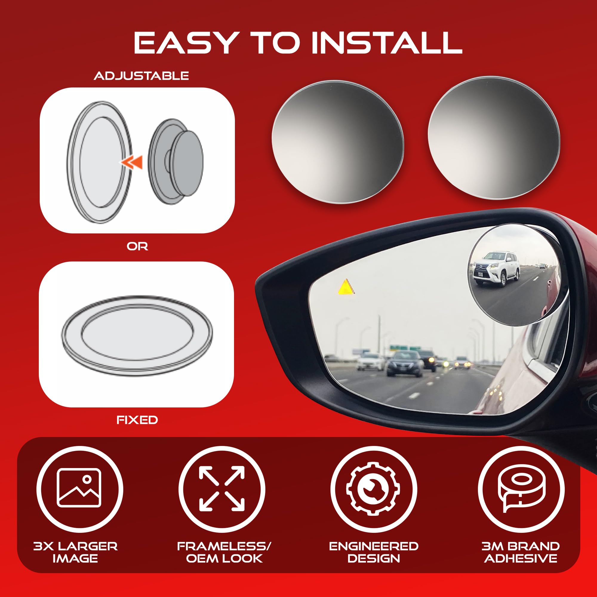 2.5 Unique Convex Blind Spot Side: Rear View - Truck And Car Rearview Mirror - Automotive Exterior Blindspot Accessories For Men & Women - Auto Parts (2Pack)
