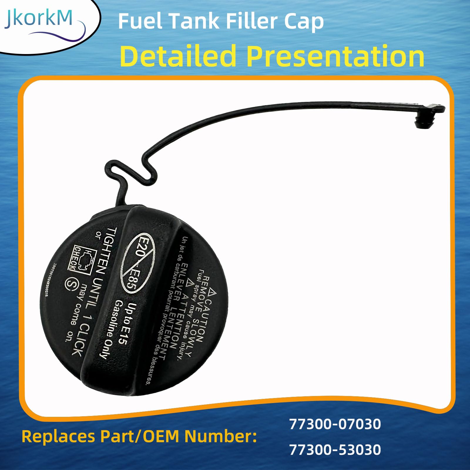 Jkorkm Fuel Tank Filler Cap,Gas Cap Replace 77300-07030 Compatible With Toyota 2015 Venza 2015-2016 Highlander Sienna 2015-2017