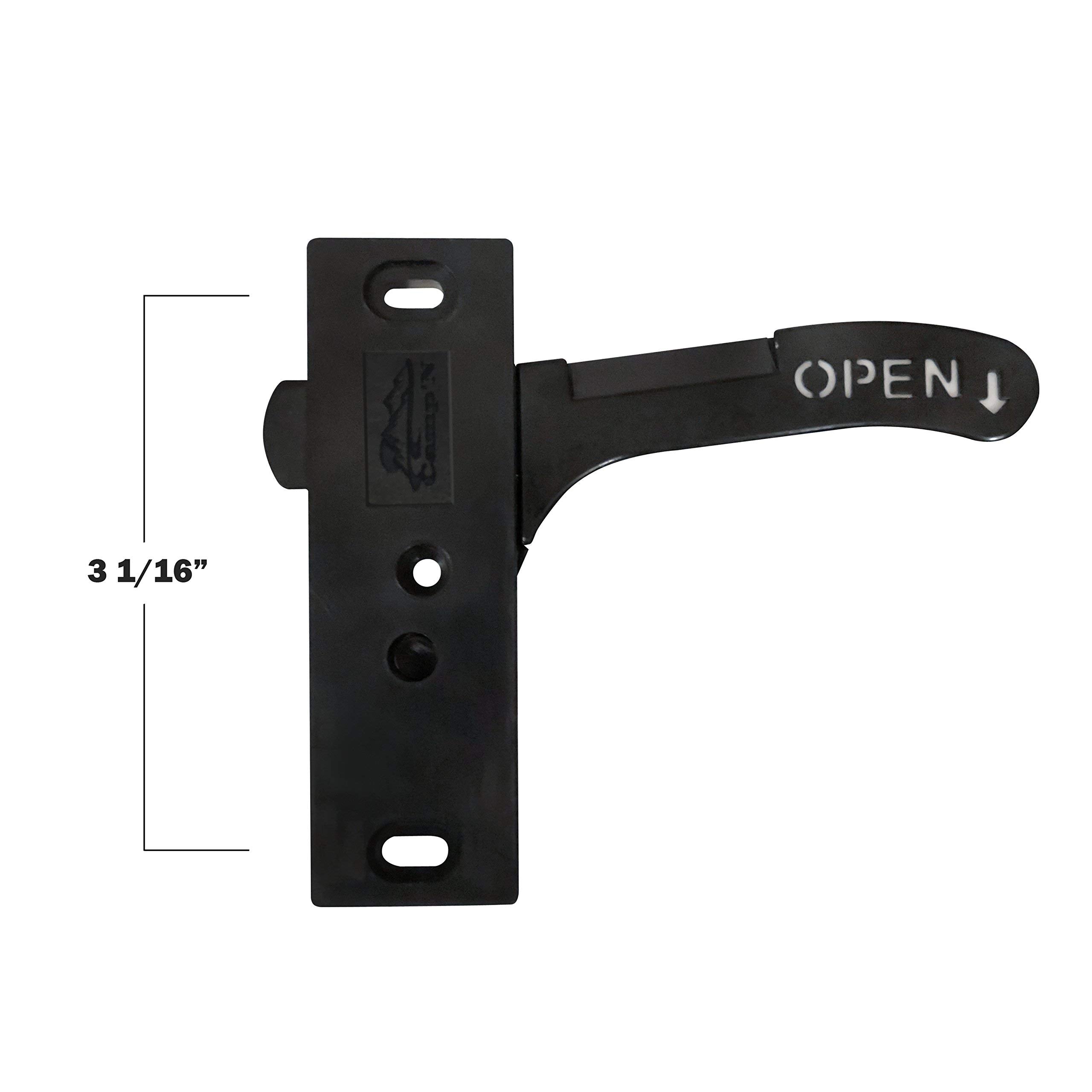 Camp'N RV Screen Door Latch - Right Hand, Black Plastic Handle for Motorhome & Travel Trailers, Model SDLRH