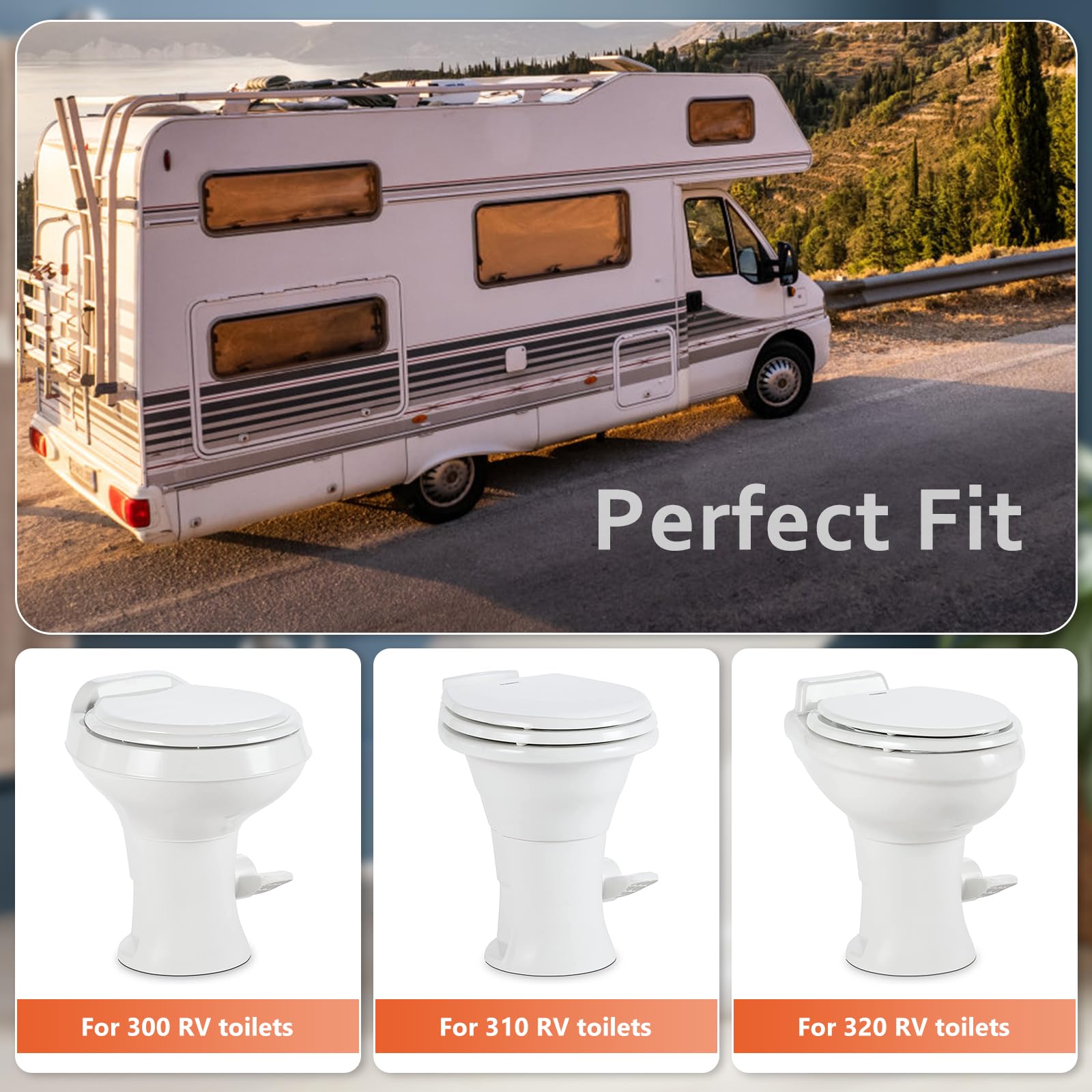 Boeemi Rv Toilet Seal And Rv Toilet Flange Kit, Designed For Rv 300/310/320 Toilets, Replaces 385345892 Rv Floor Flange And 385311658 Flush Seal And 385311652 Base Seal, 3 In 1 Combo Kit - Black