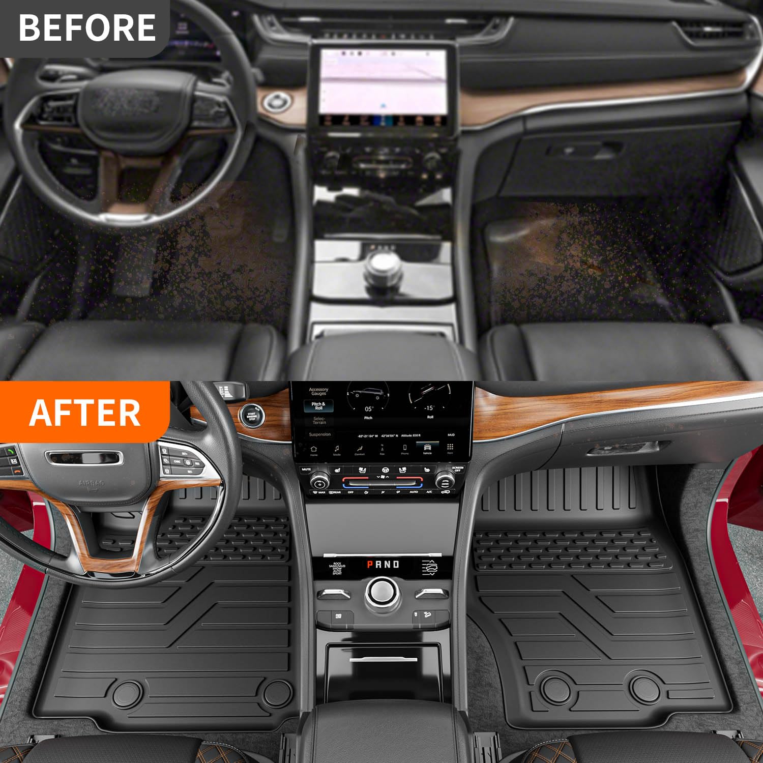 powoq Floor Mat Compatible with 2021-2025 Jeep Grand Cherokee L Cargo Mat Backrest Mat Replacement for 7Seat Grand Cherokee L Ac