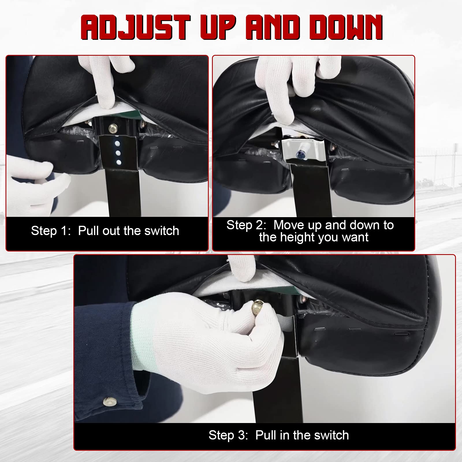 Innoglow Motorcycle Adjustable Driver Backrest Rider Backrest With Black Mounting Kit For Harley Touring Electra Glide Road Glid