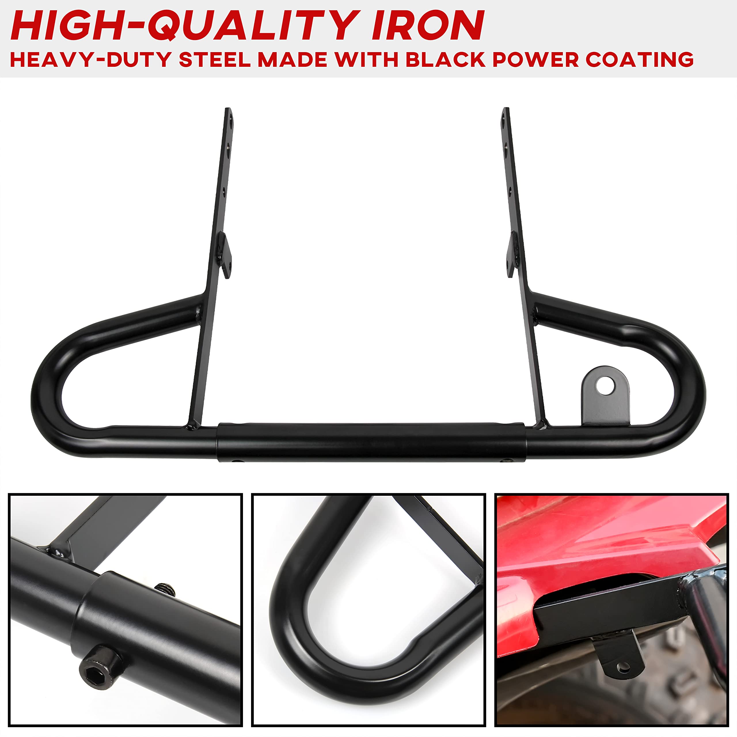 Sautvs Rear Wide Grab Bar Bumper Assembly Kit For Yamaha Raptor 700 2006-2024, Black Aluminum Rear Bumper Compatible With Yamaha