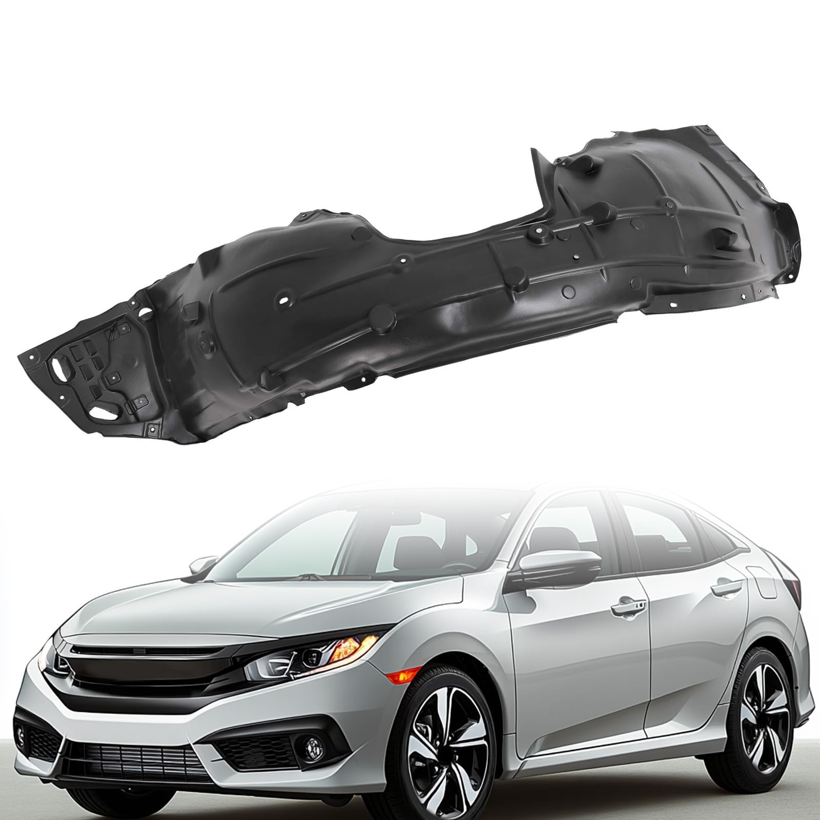 JMTAAT Front Left Fender Liner Inner Panel Compatible with 2016-2019 Honda Civic, Replacement for 74151TBAA00 HO1248158 Wheel Li